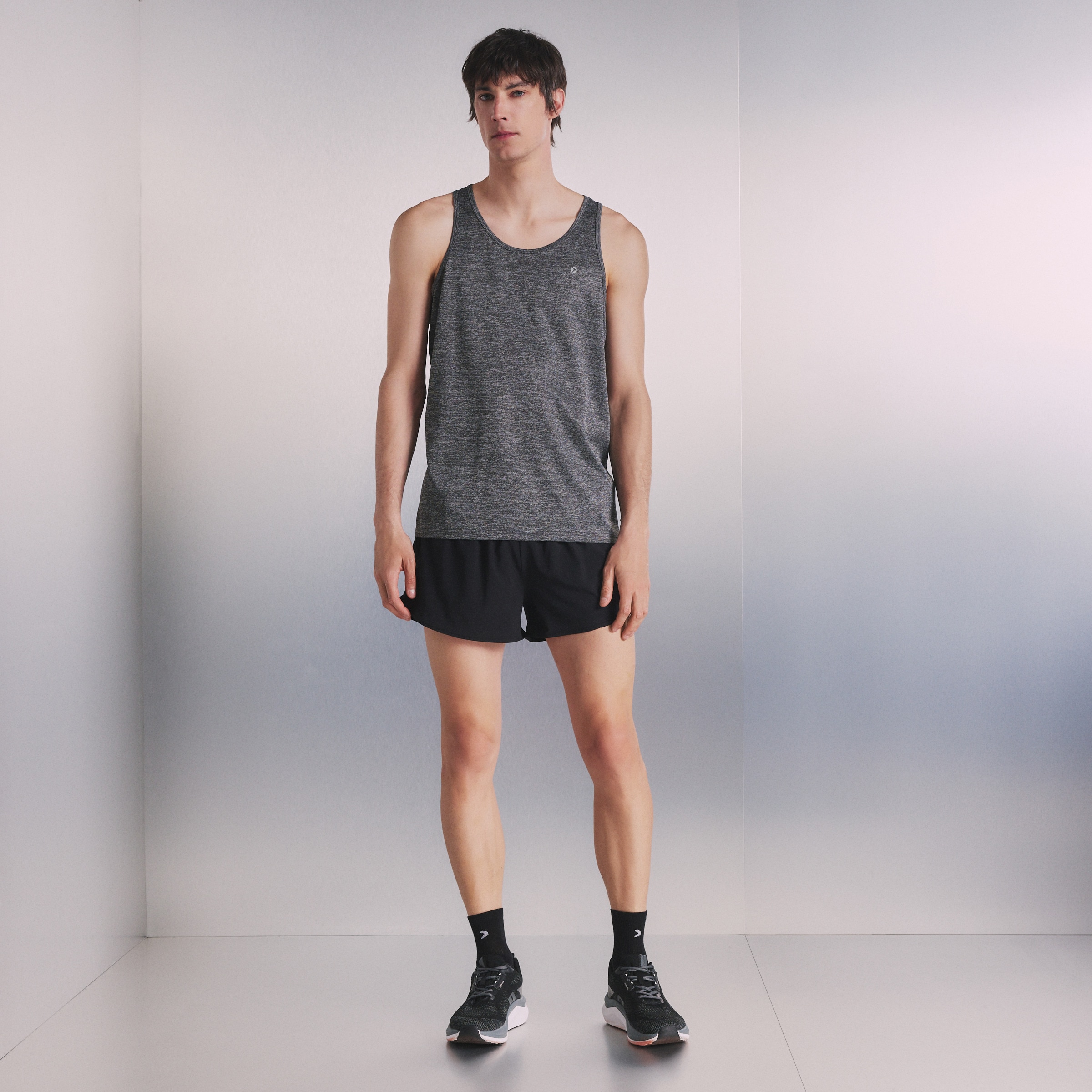 Calções de 3" de Running de Homem Preto-1