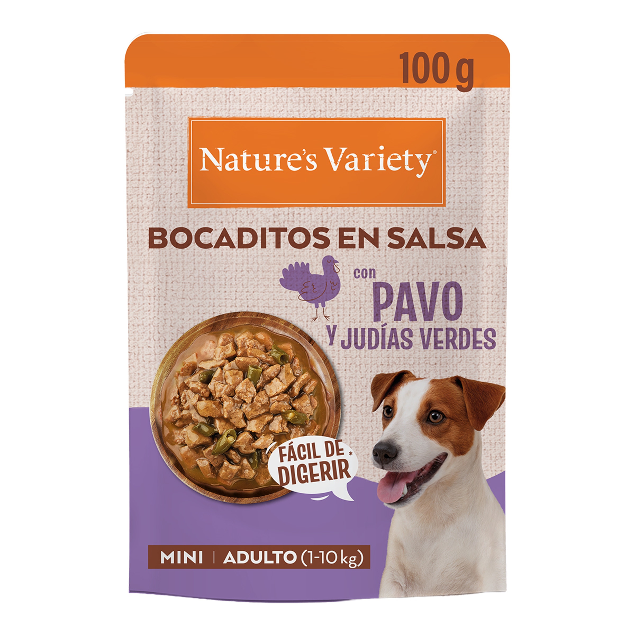Imagen 0 de Comida húmeda para perros adultos mini Natures Variety bocaditos en salsa pavo y judías verdes 100g