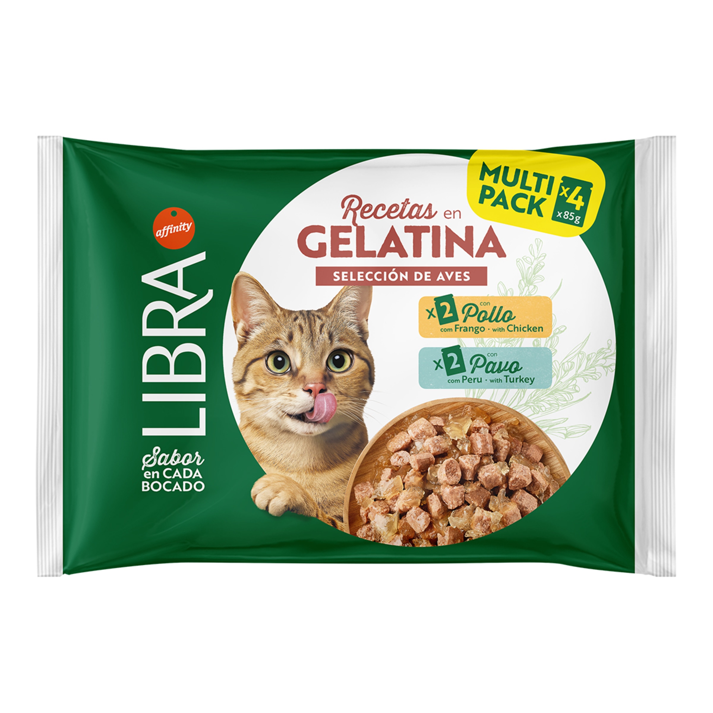 Imagen 0 de Comida húmeda para gatos adultos Libra recetas en gelatina pollo y pavo