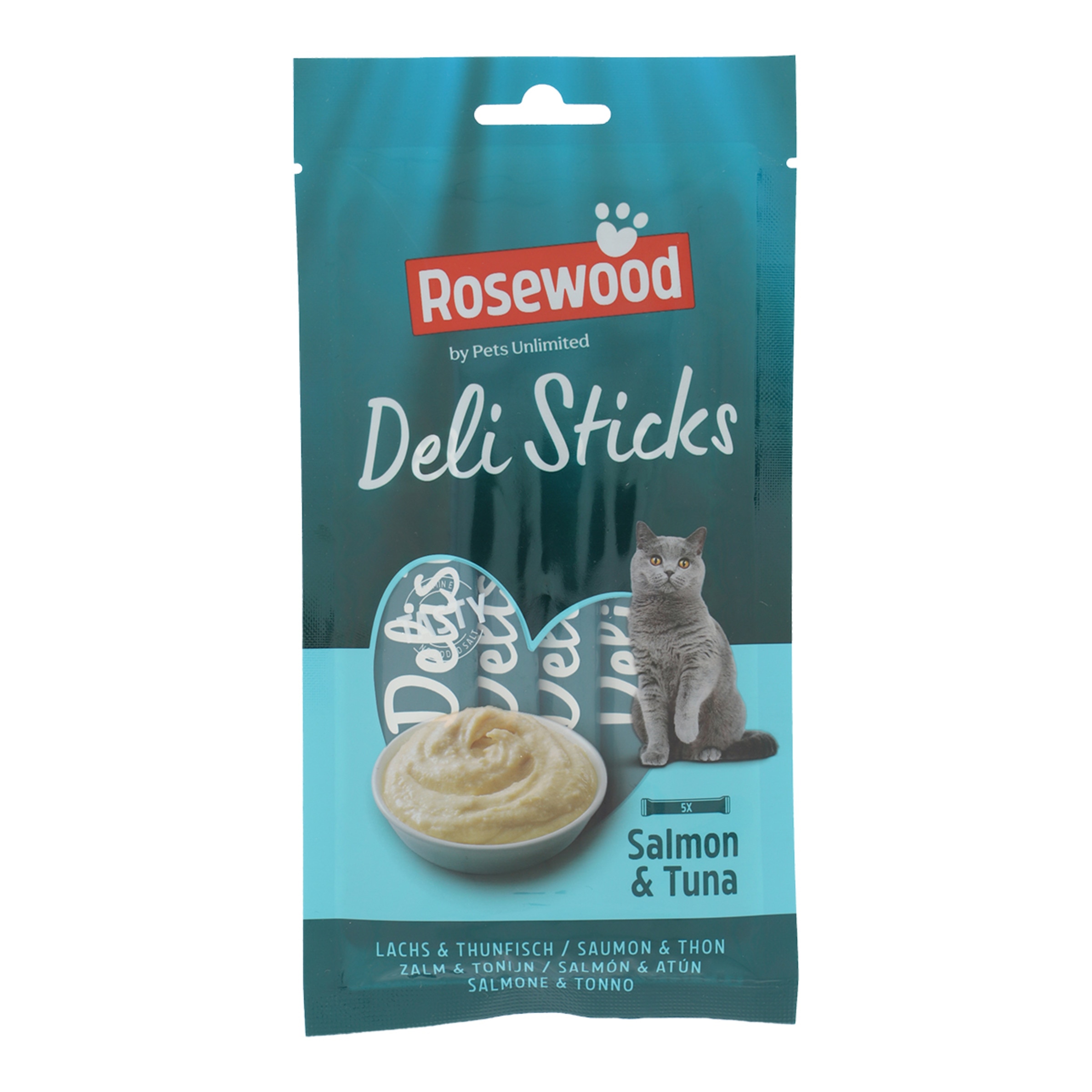Imagen 0 de Snack para gatos adultos Delisticks Rosewood salmón y atún 5 x 15 g