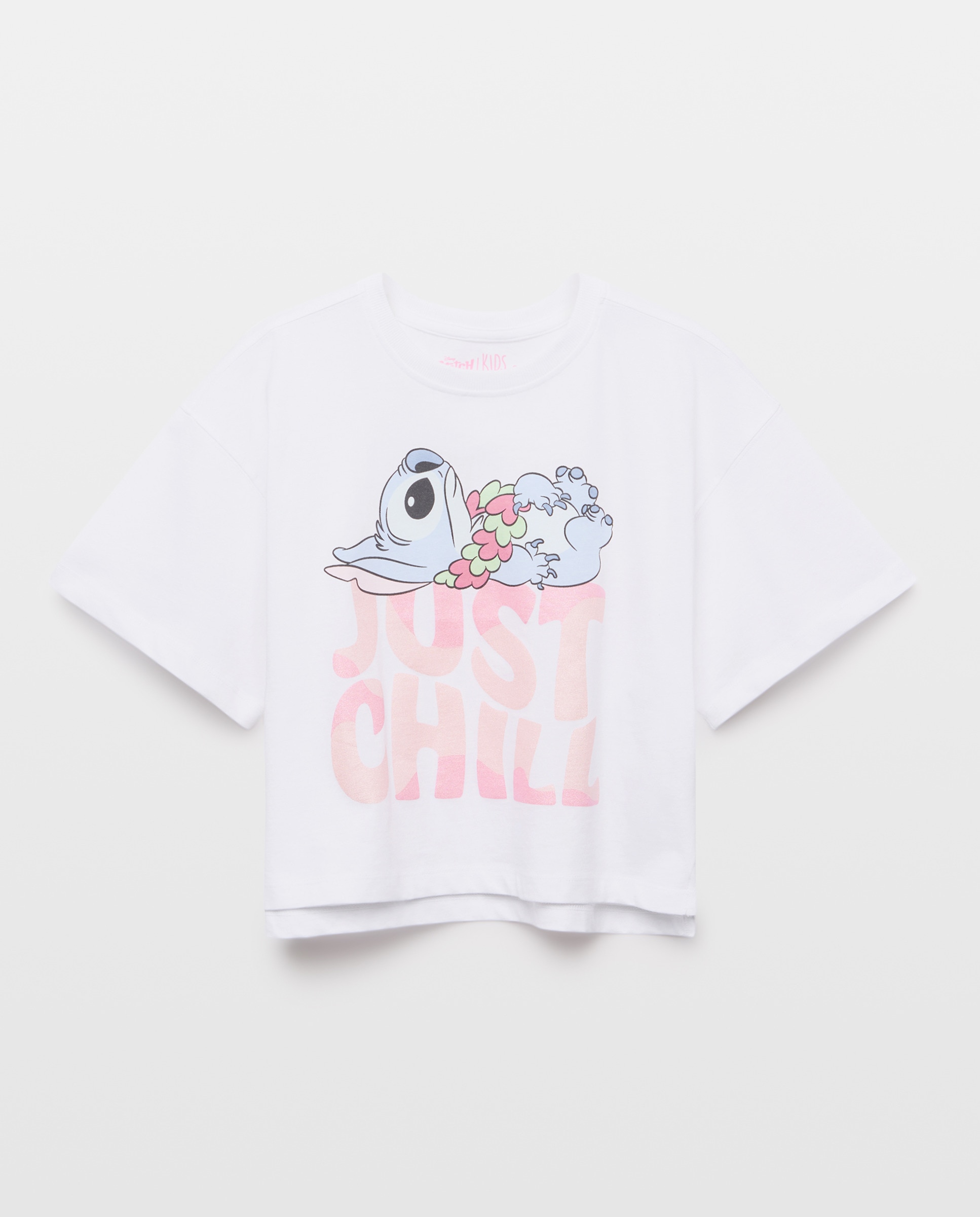 Imagem 0 de T-shirt de Manga Curta com Estampado Posicional Licença Stitch