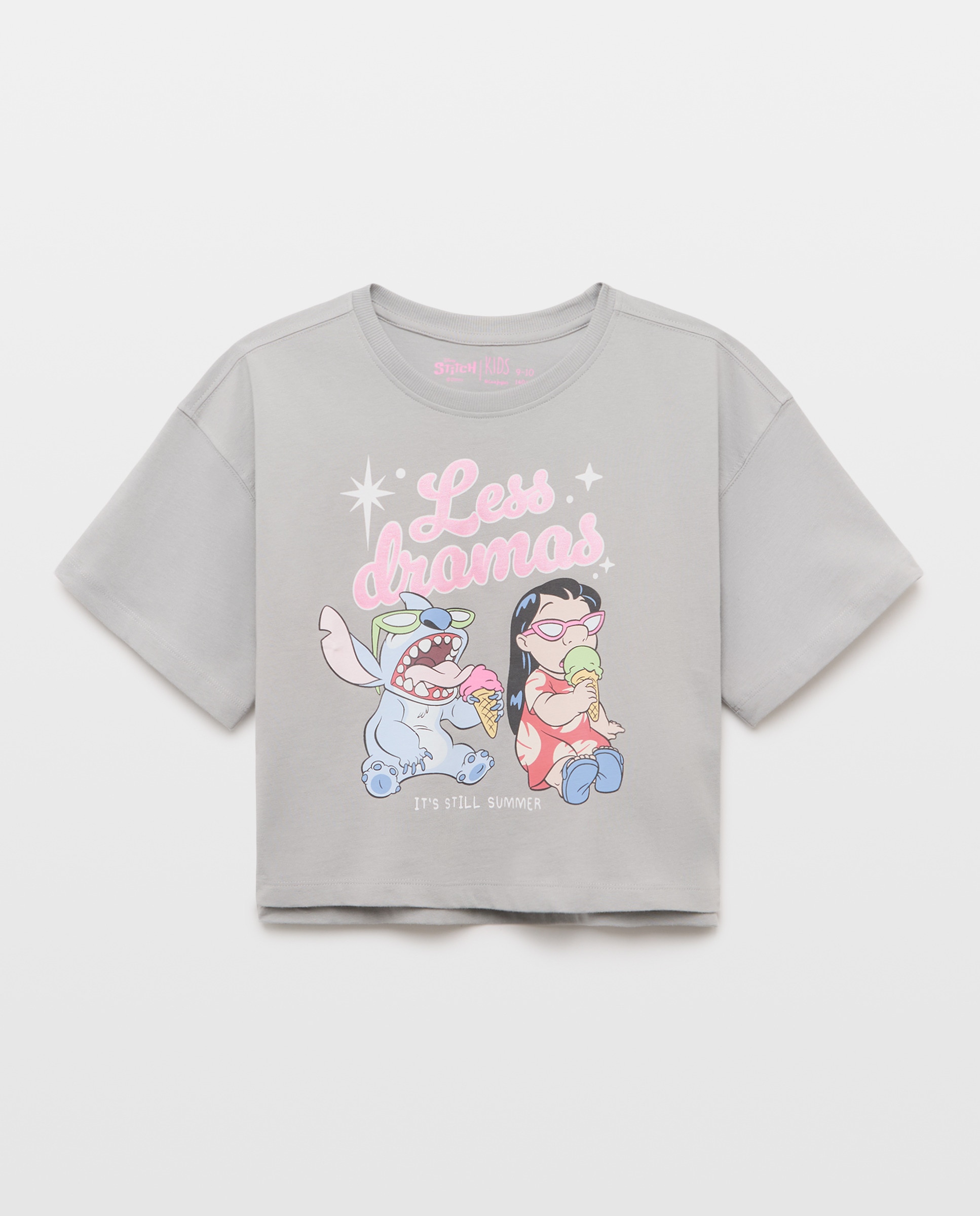Imagem 0 de T-shirt de Manga Curta com Estampado Posicional Stitch com Lilo
