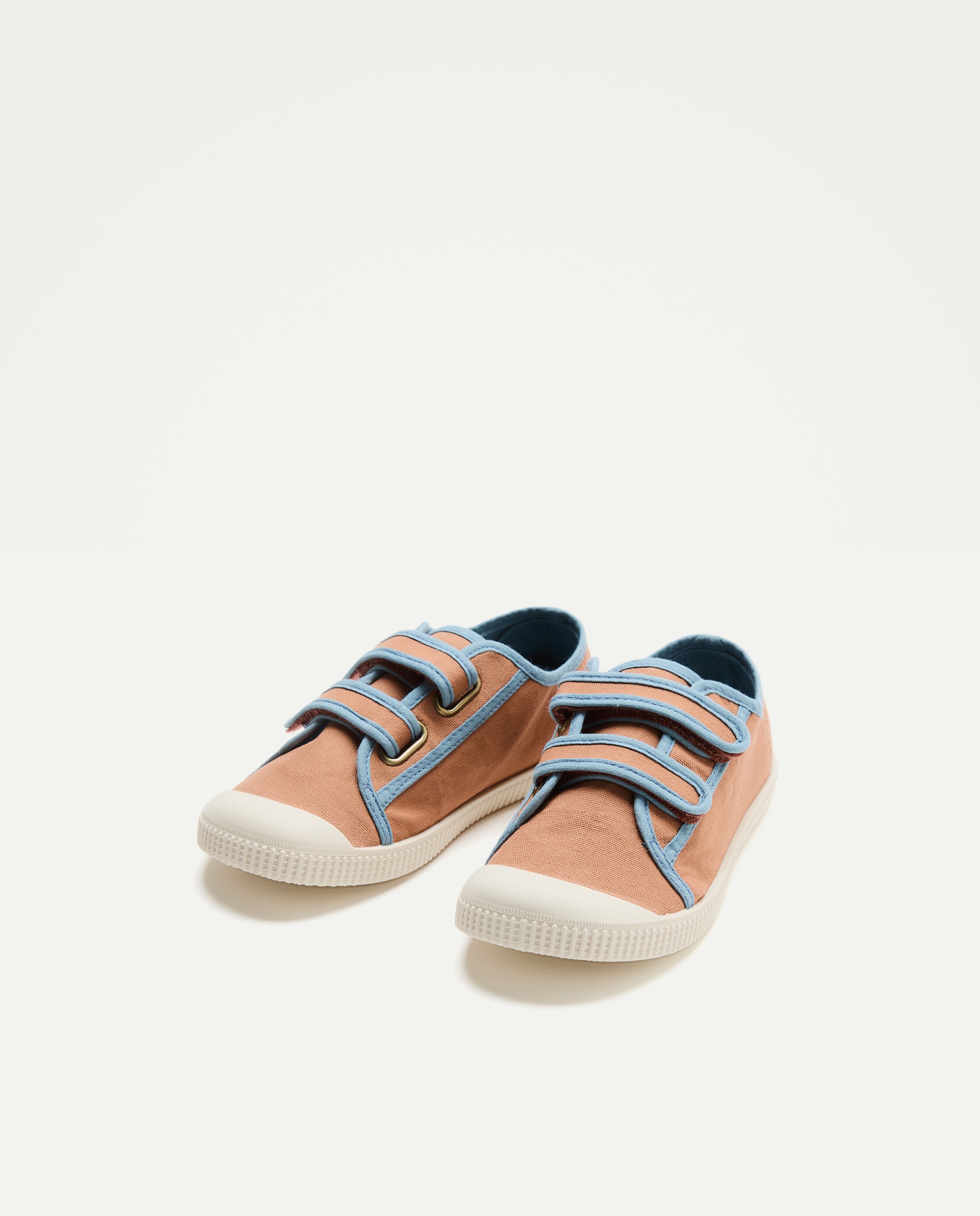 Lona infantil contrastes con velcro suela flexible Naranja quemado-2