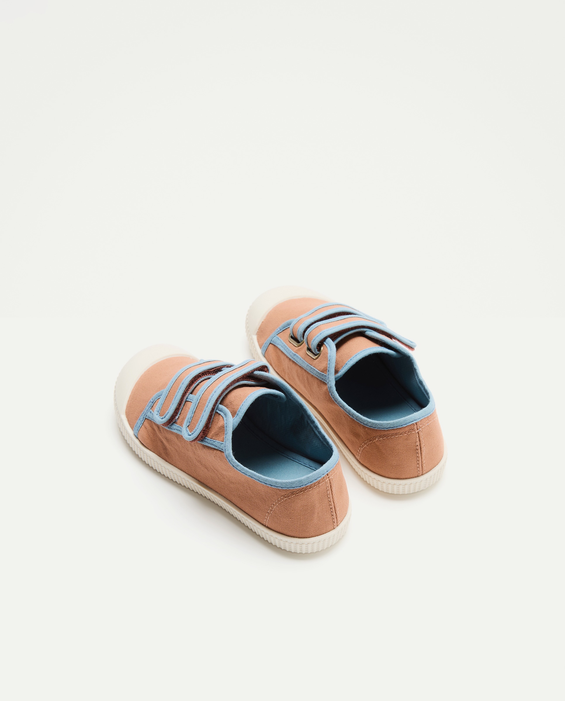 Lona infantil contrastes con velcro suela flexible Naranja quemado-3
