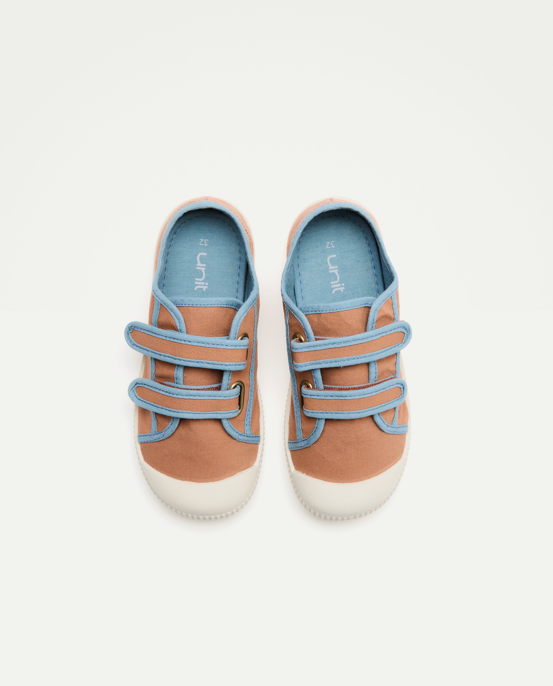 Lona infantil contrastes con velcro suela flexible Naranja quemado-4
