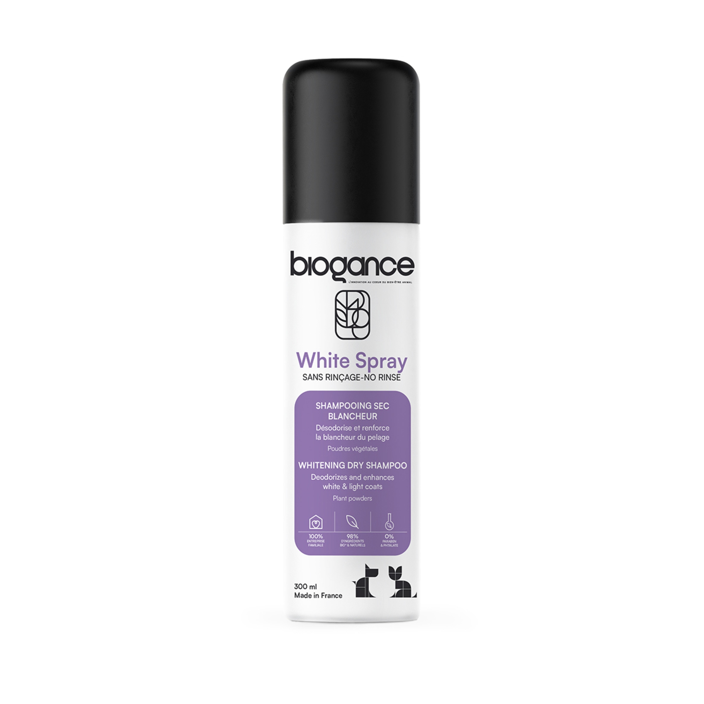 Champô Seco para Cão com Pêlo Branco embalagem 300 ml