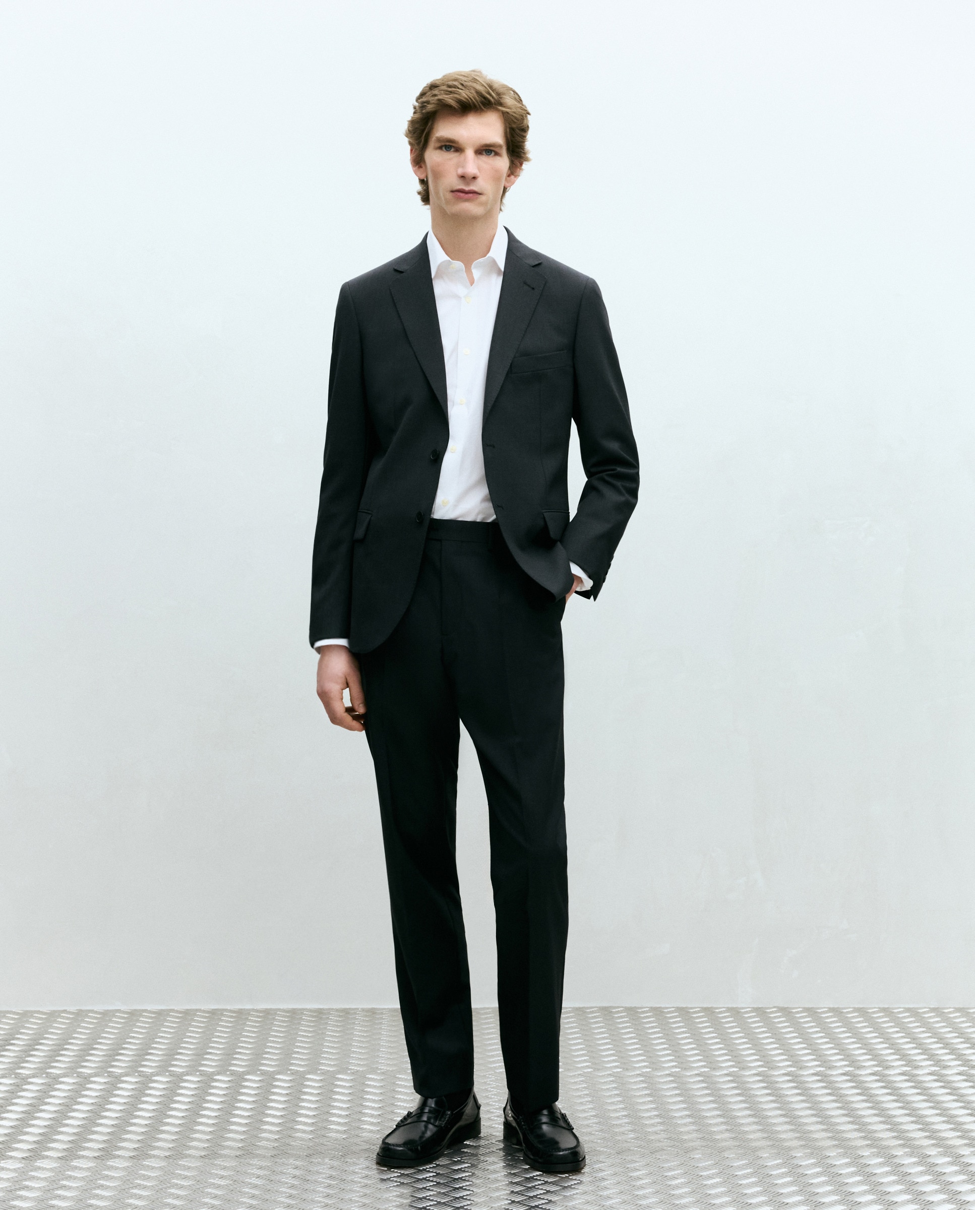 Calças de Fato Separate Regular com Lavagem Cinzento-1