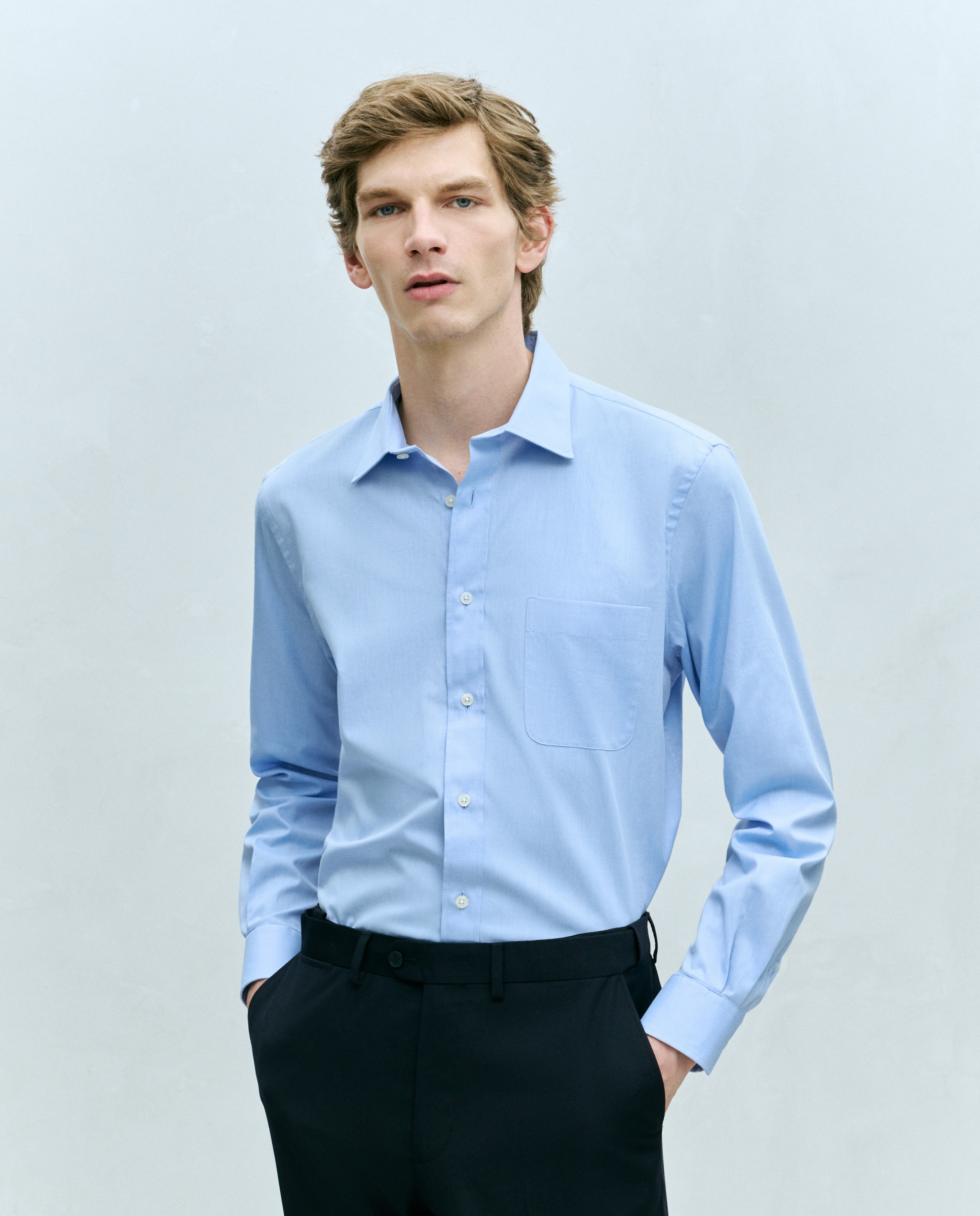 Camisa Classic Fit Clássico Estrutura Padrão Clássico Azul Céu-2