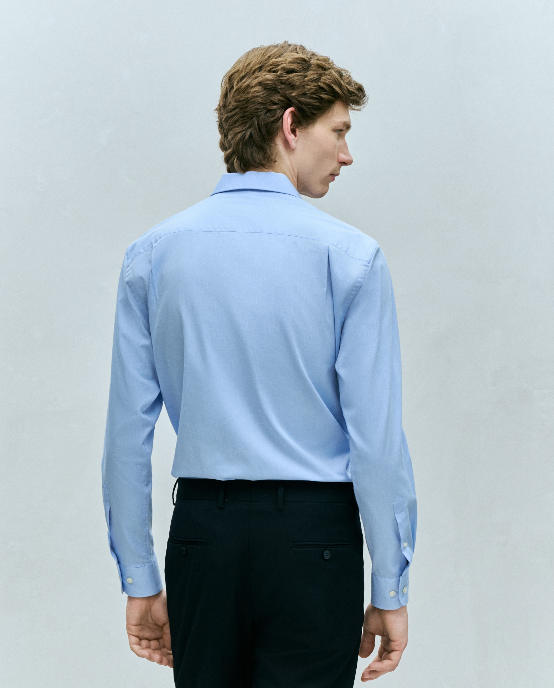 Camisa Classic Fit Clássico Estrutura Padrão Clássico Azul Céu-3