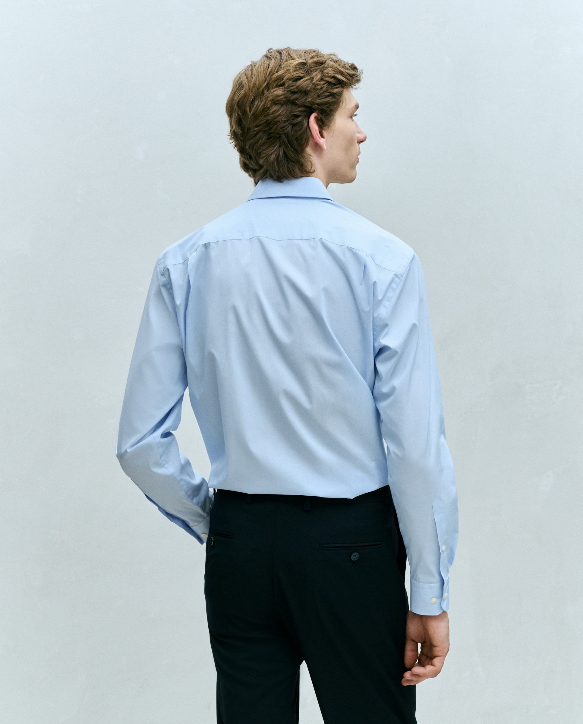 Camisa Classic Fit Clássico Popelina com Acabamento Eco Coolmax® Azul Céu-3