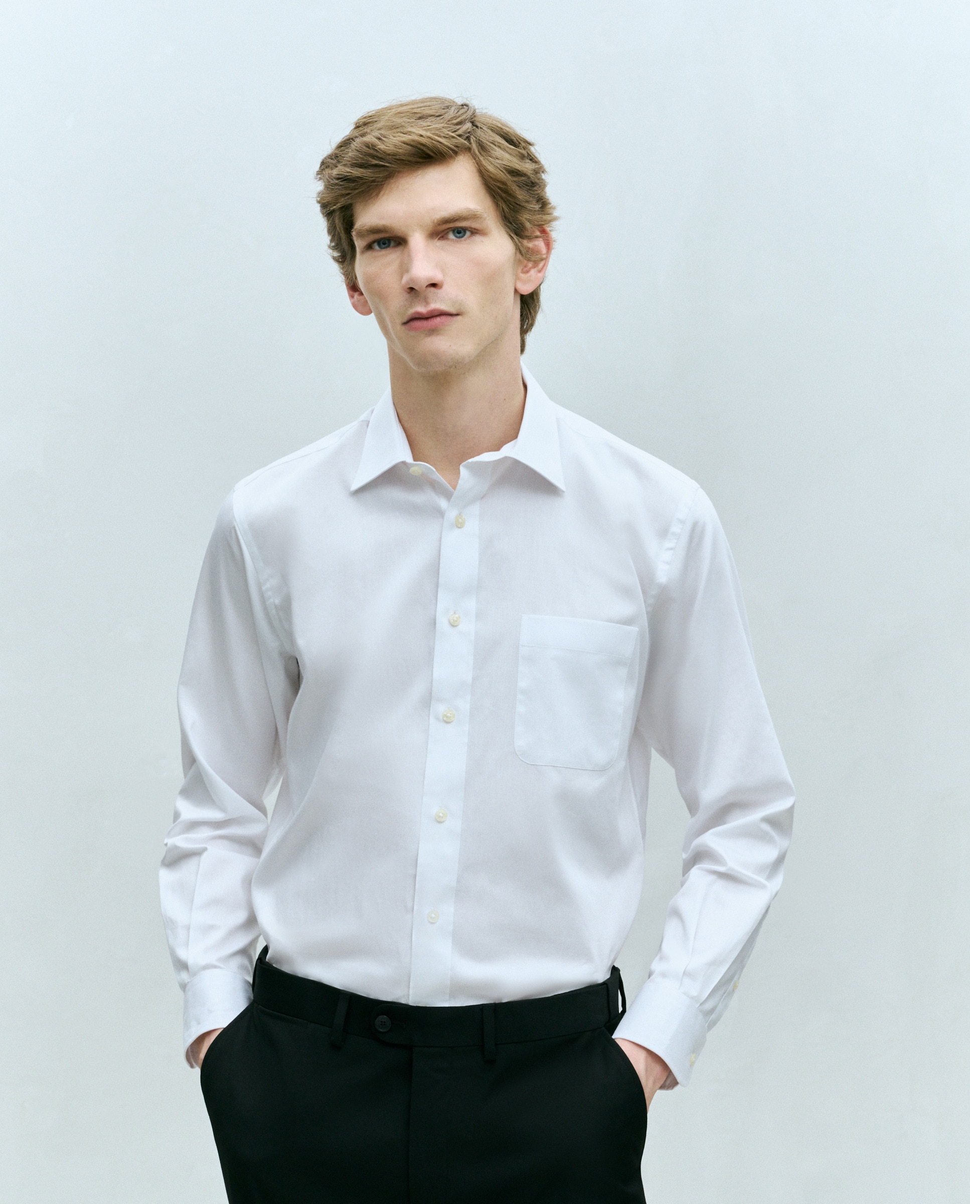 Camisa de hombre de vestir de espiga - Dustin - Blanco Blanco-1