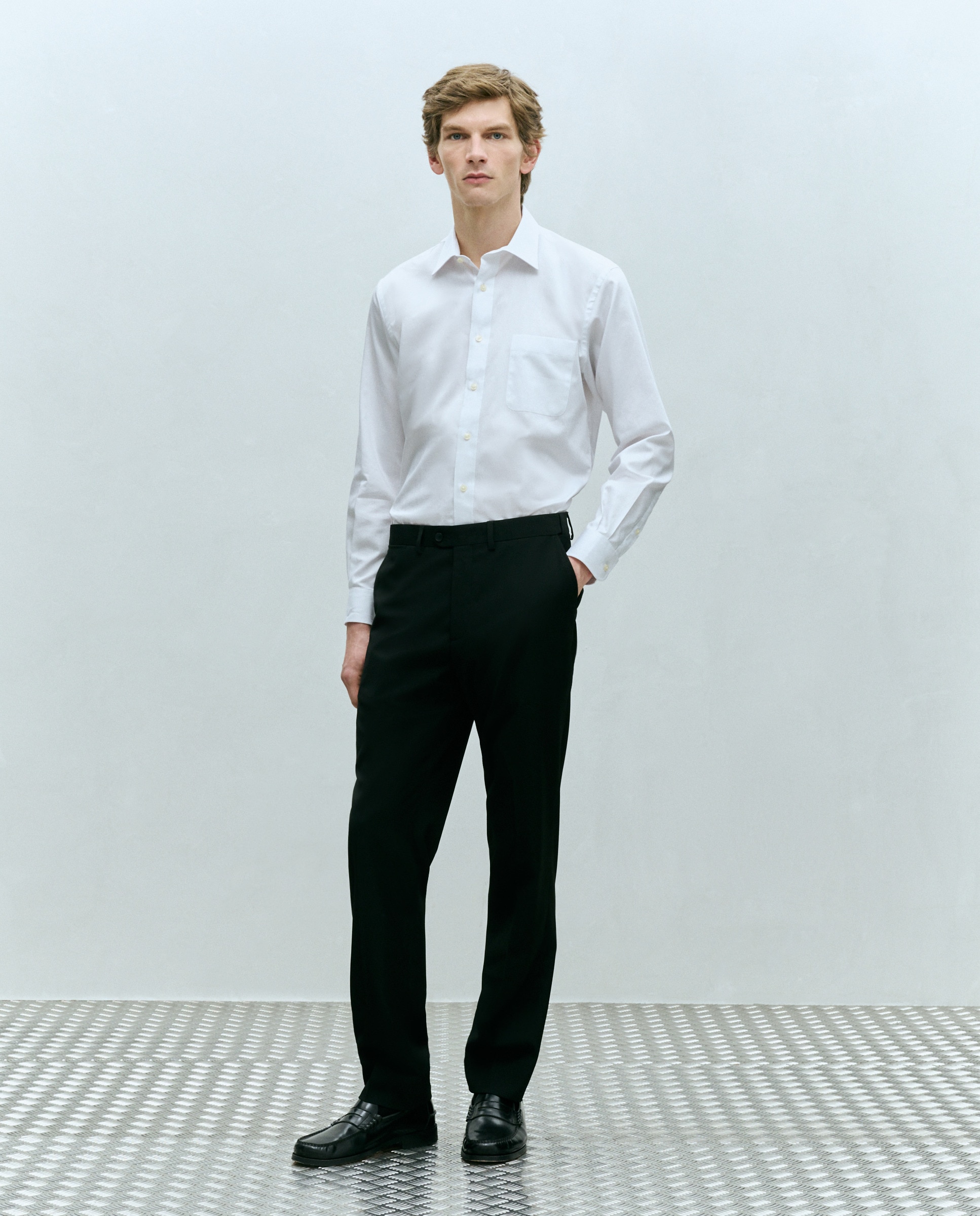 Camisa de hombre de vestir de espiga - Dustin - Blanco Blanco-2