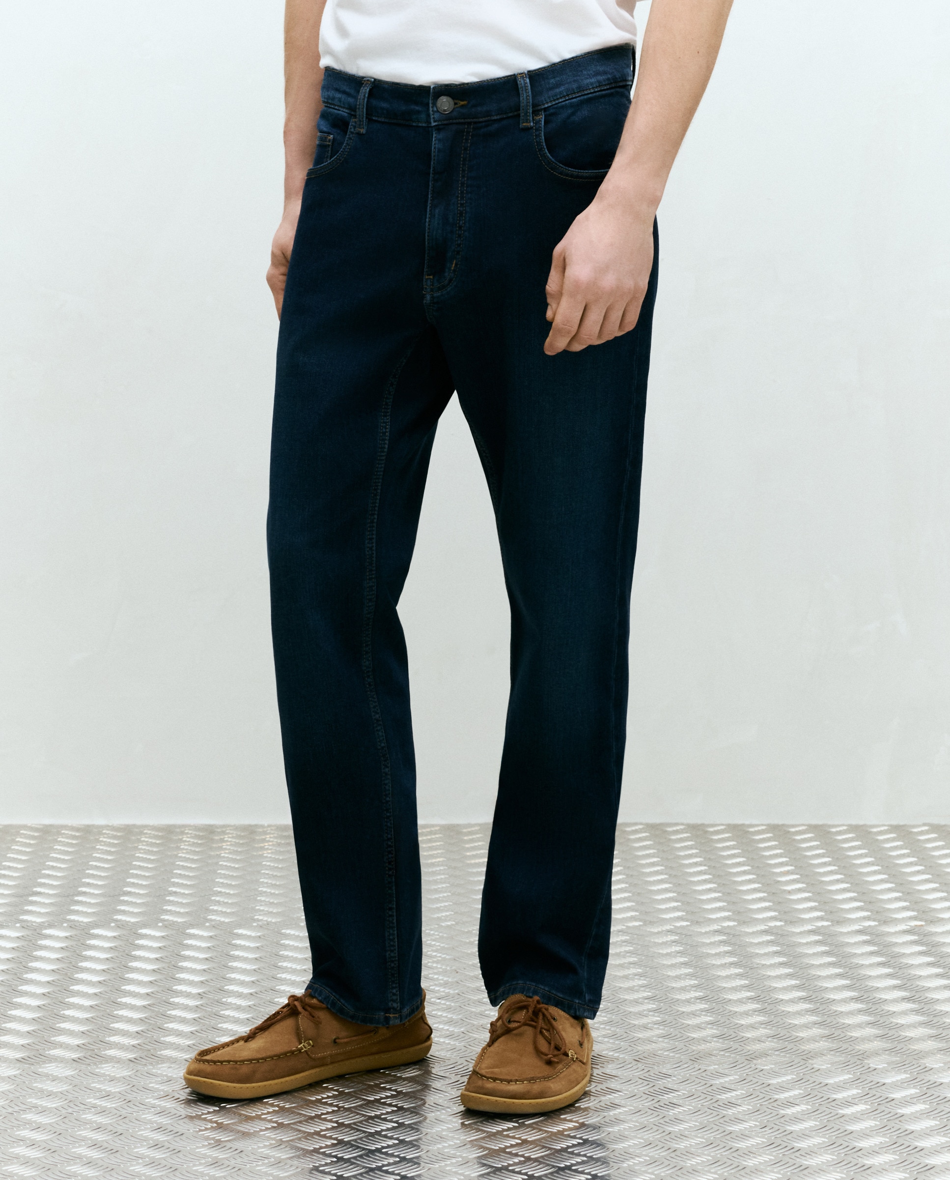 Jeans de Malha Regular Azul-escuro-2