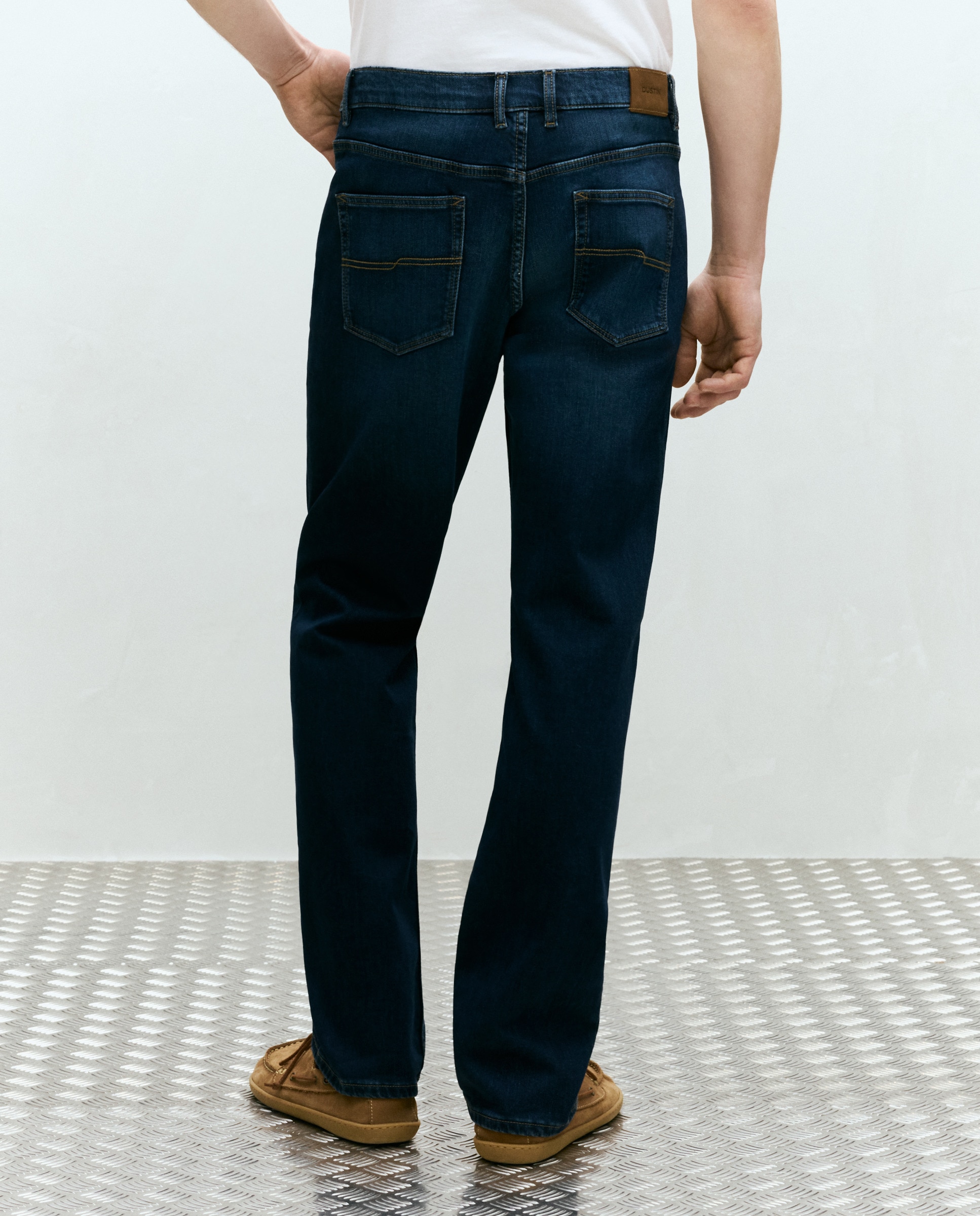 Jeans de Malha Regular Azul-escuro-3