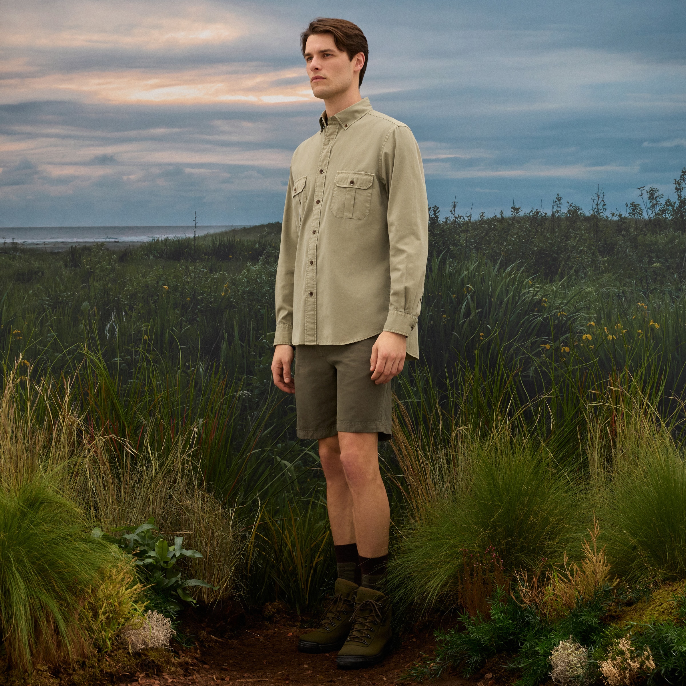 Camisa Estilo Safari de Homem Verde-2