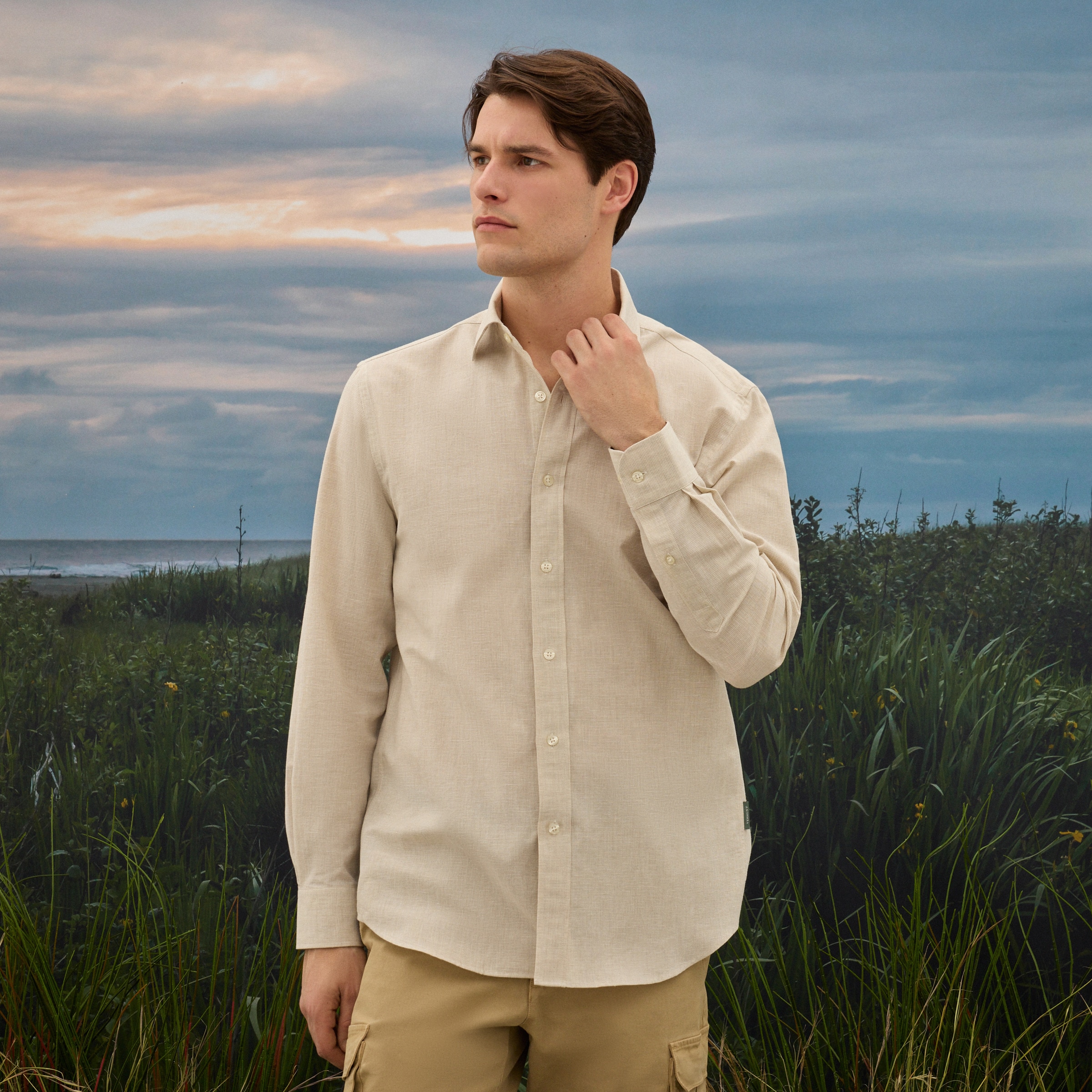 Imagem 0 de Camisa de Linho de Homem com Pied-de-Poule