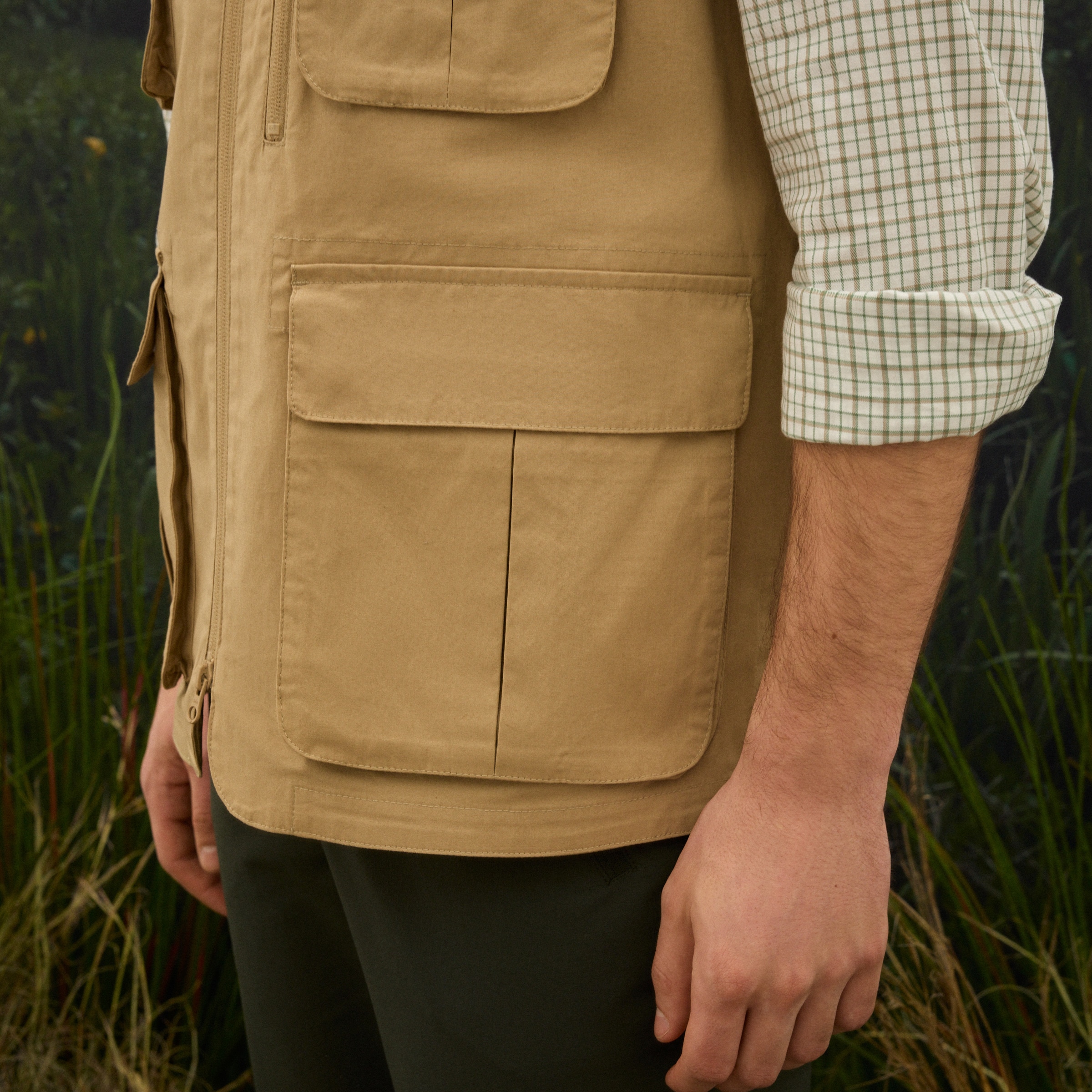 Colete Multibolso de Homem Caqui-5