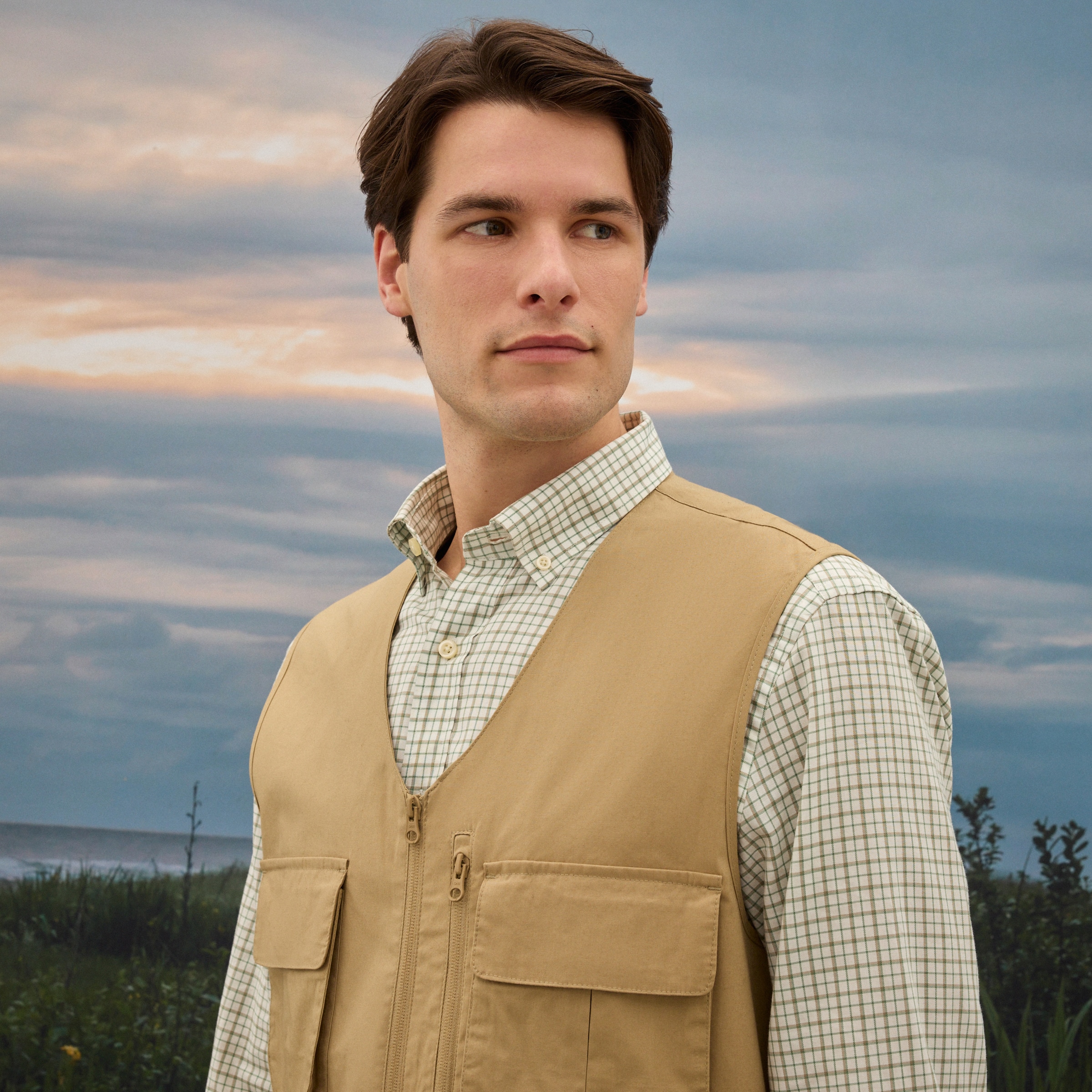 Colete Multibolso de Homem Caqui-4