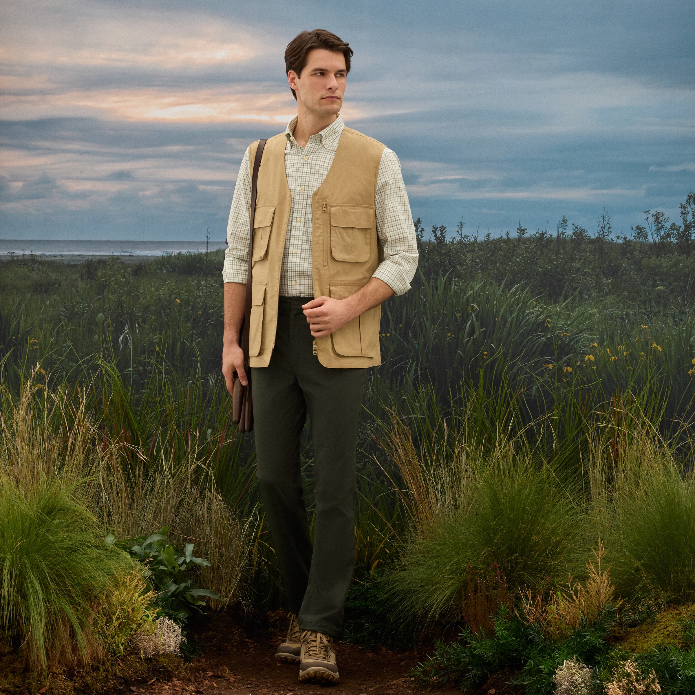 Colete Multibolso de Homem Caqui-2