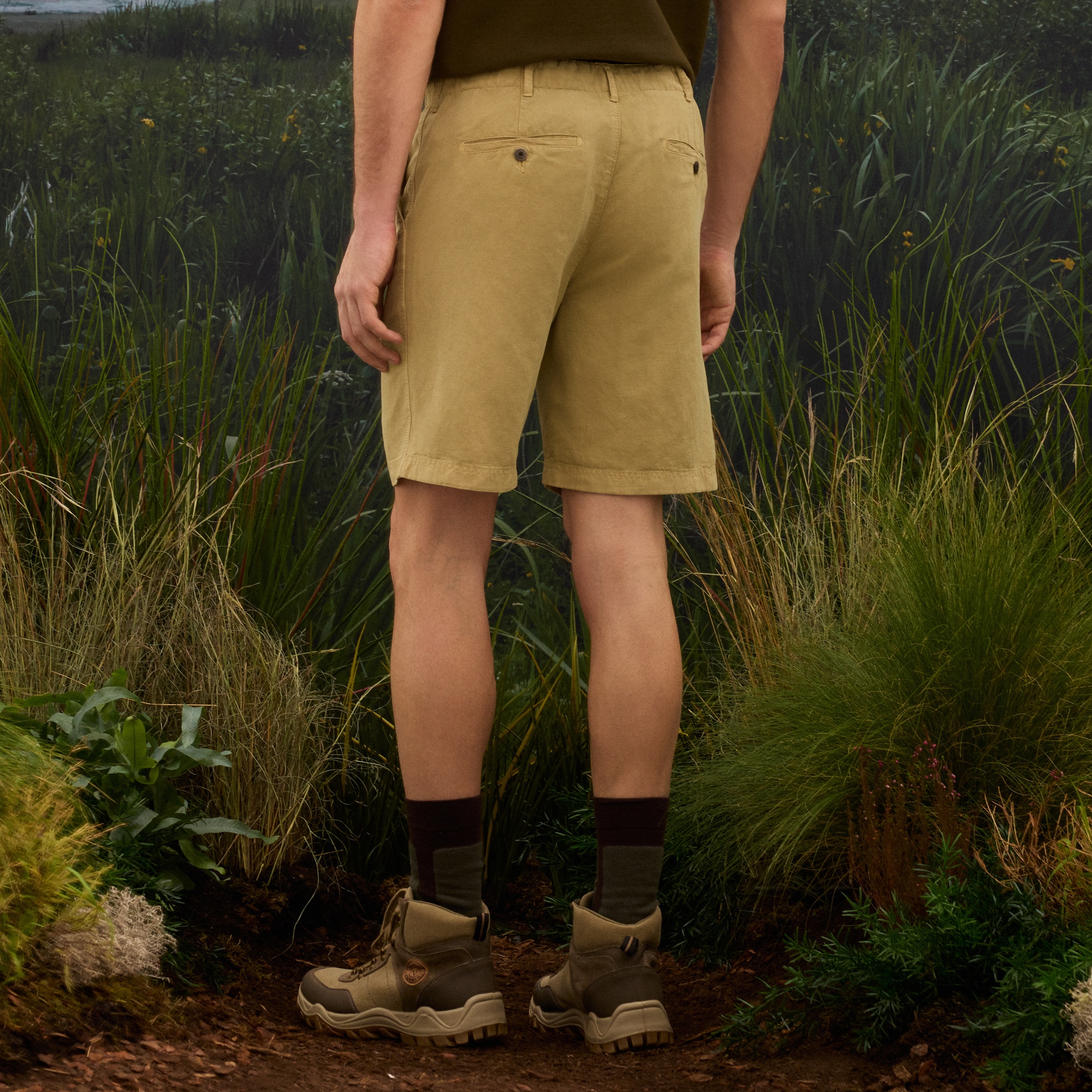 Bermudas de Linho de Homem com Cordões Bege-3
