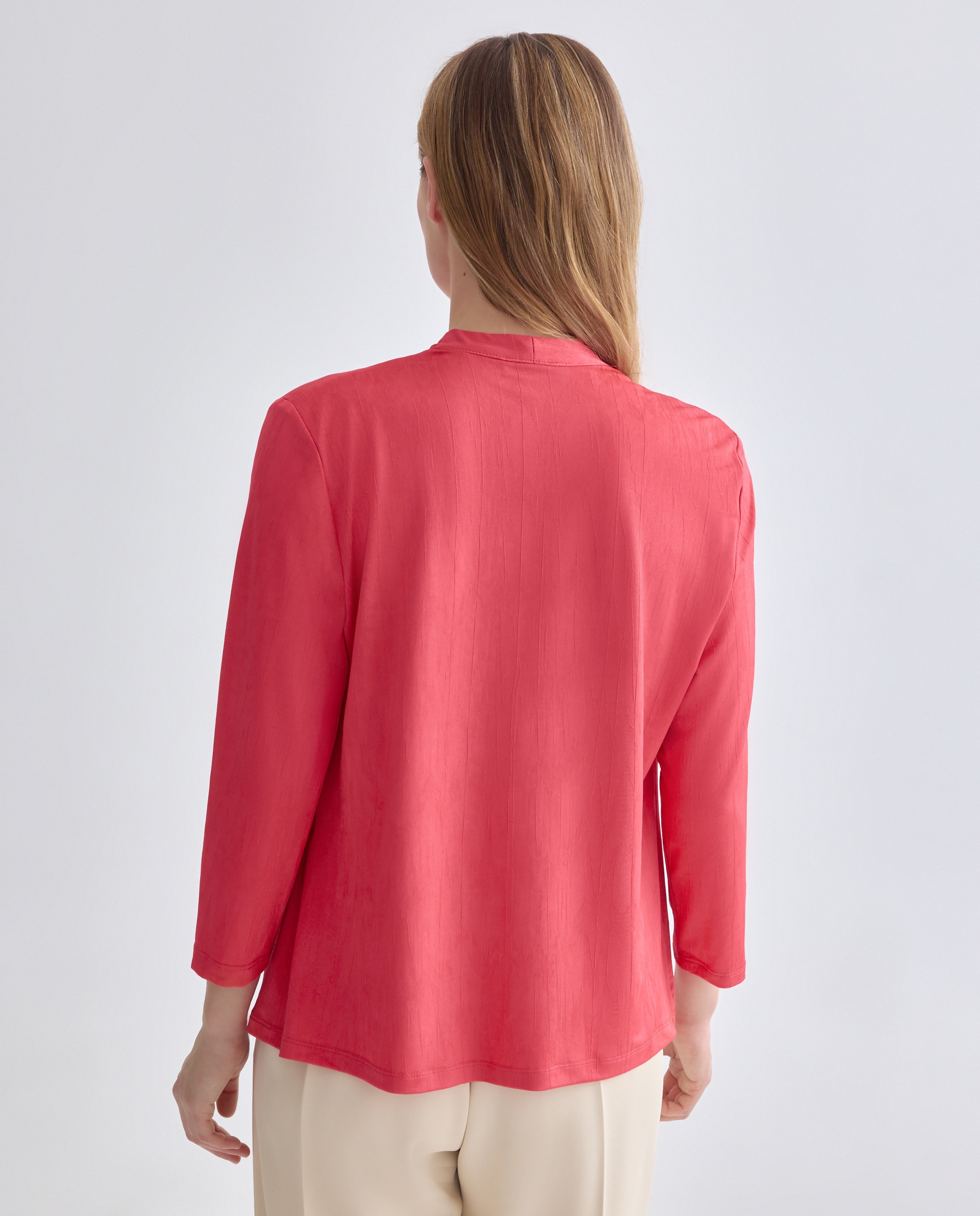 Blusa lisa com manga 3/4 Vermelho-3