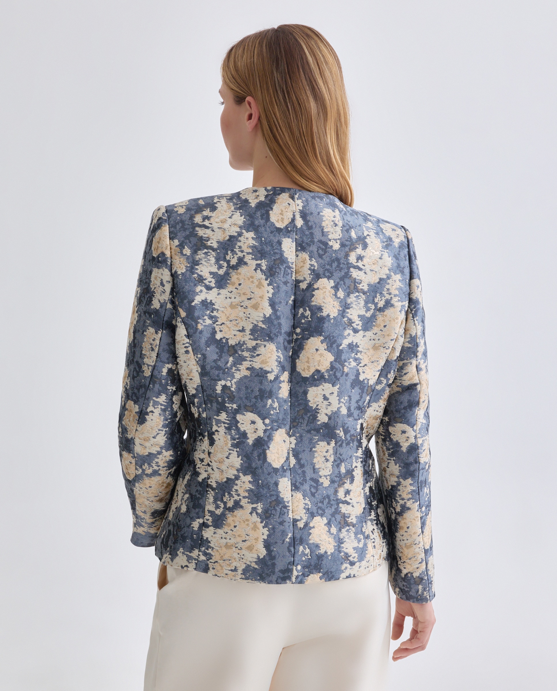 Casaco Jacquard com Manga Comprida Cinzento-3
