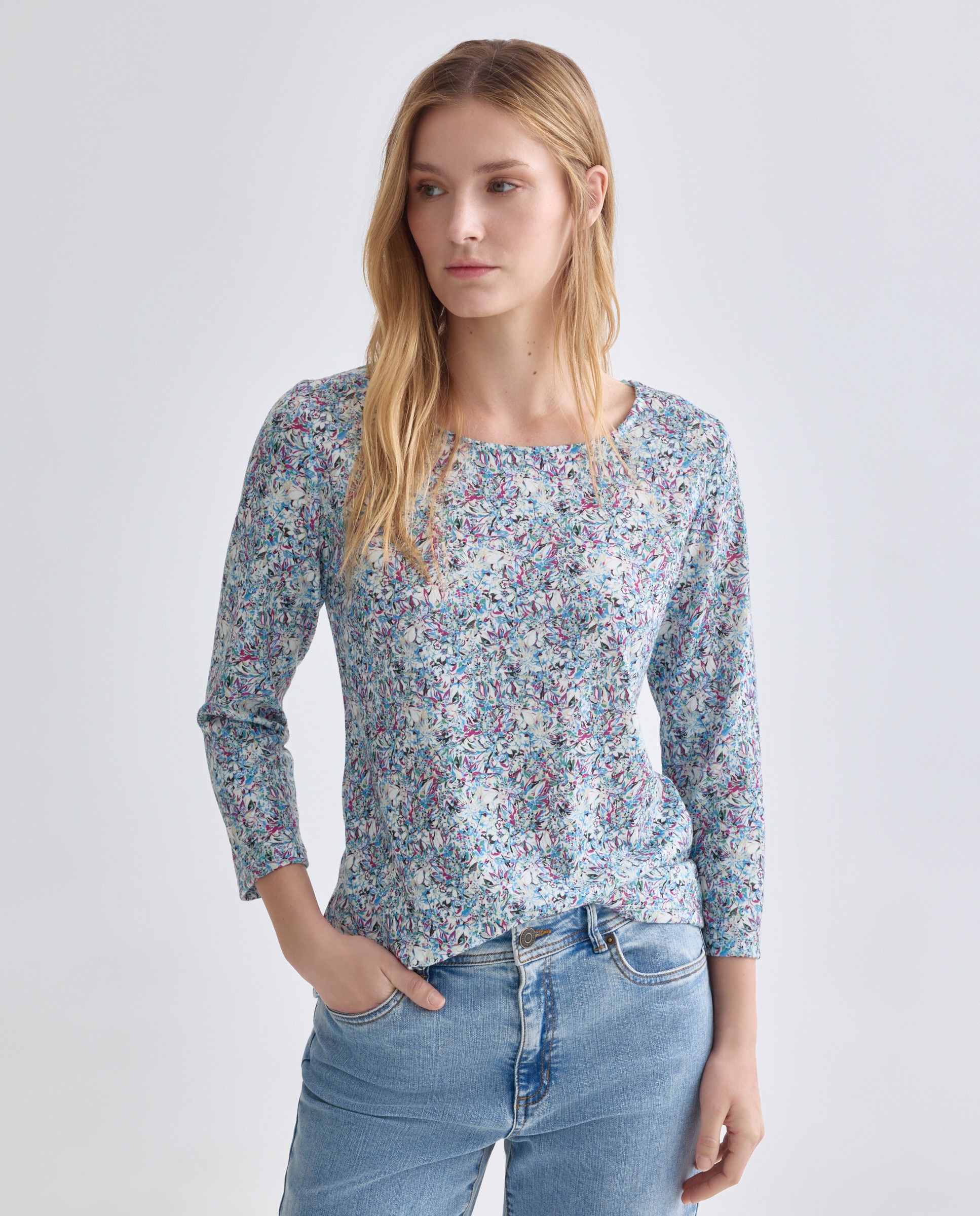 Camisola Estampada com Manga 3/4 Multicolor-1