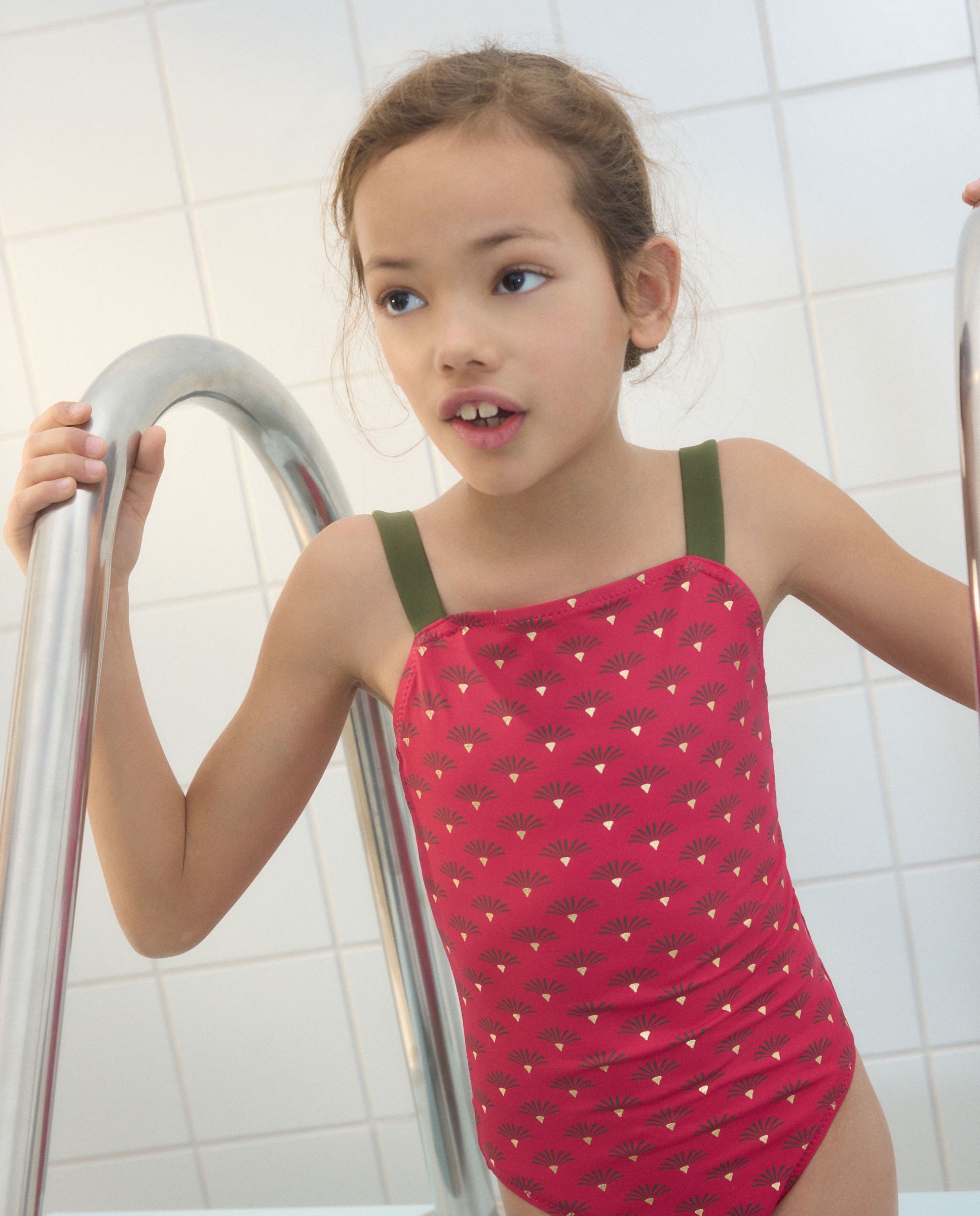 Fato de Banho com Estampado Floral Rosa-2