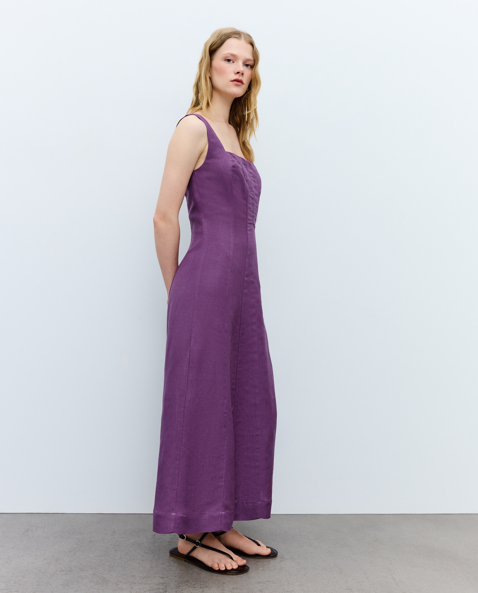 Vestido de Alças com Decote Quadrado 291 Beringela-3