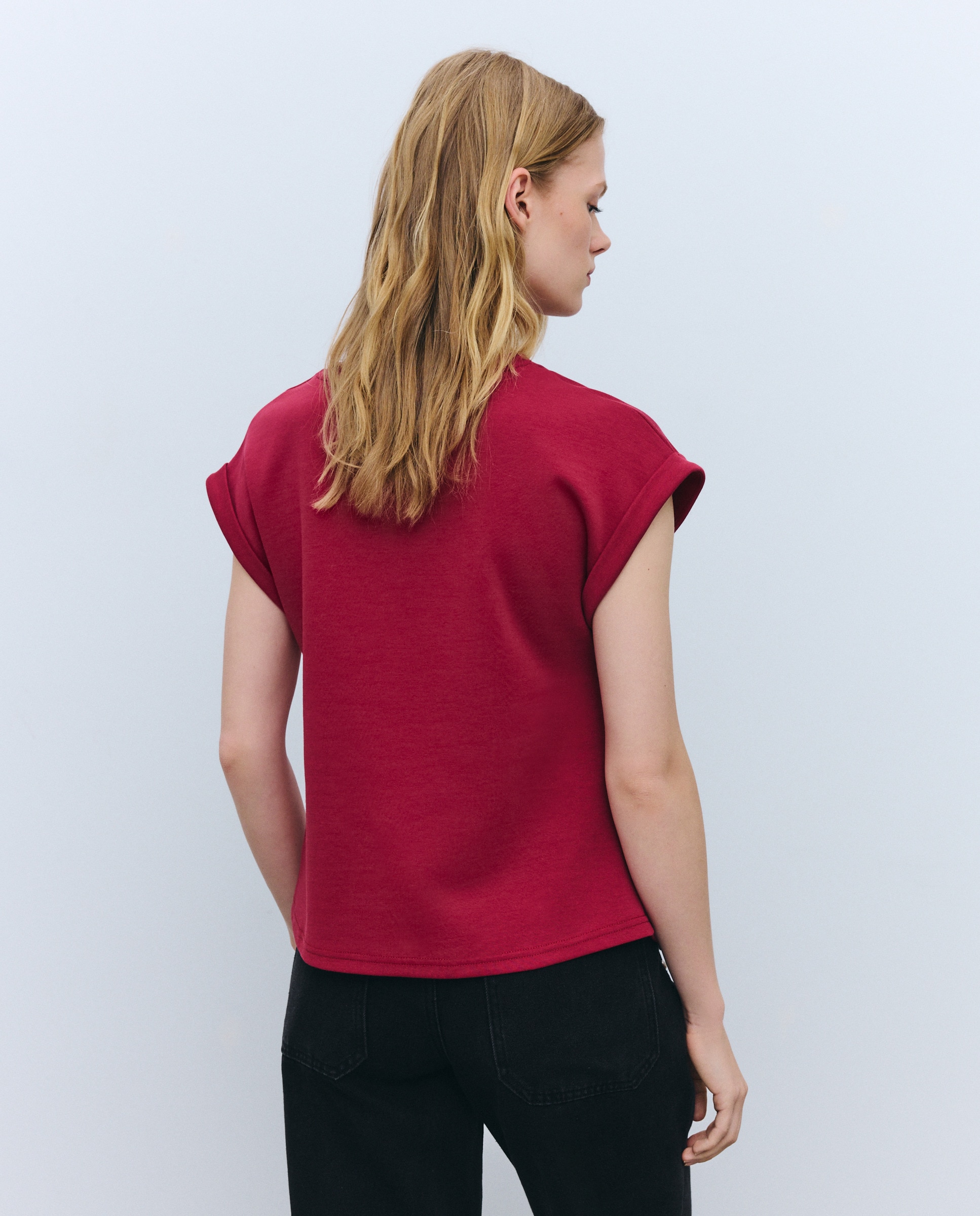T-shirt com Franzido Lateral e Missanga Ameixa-3