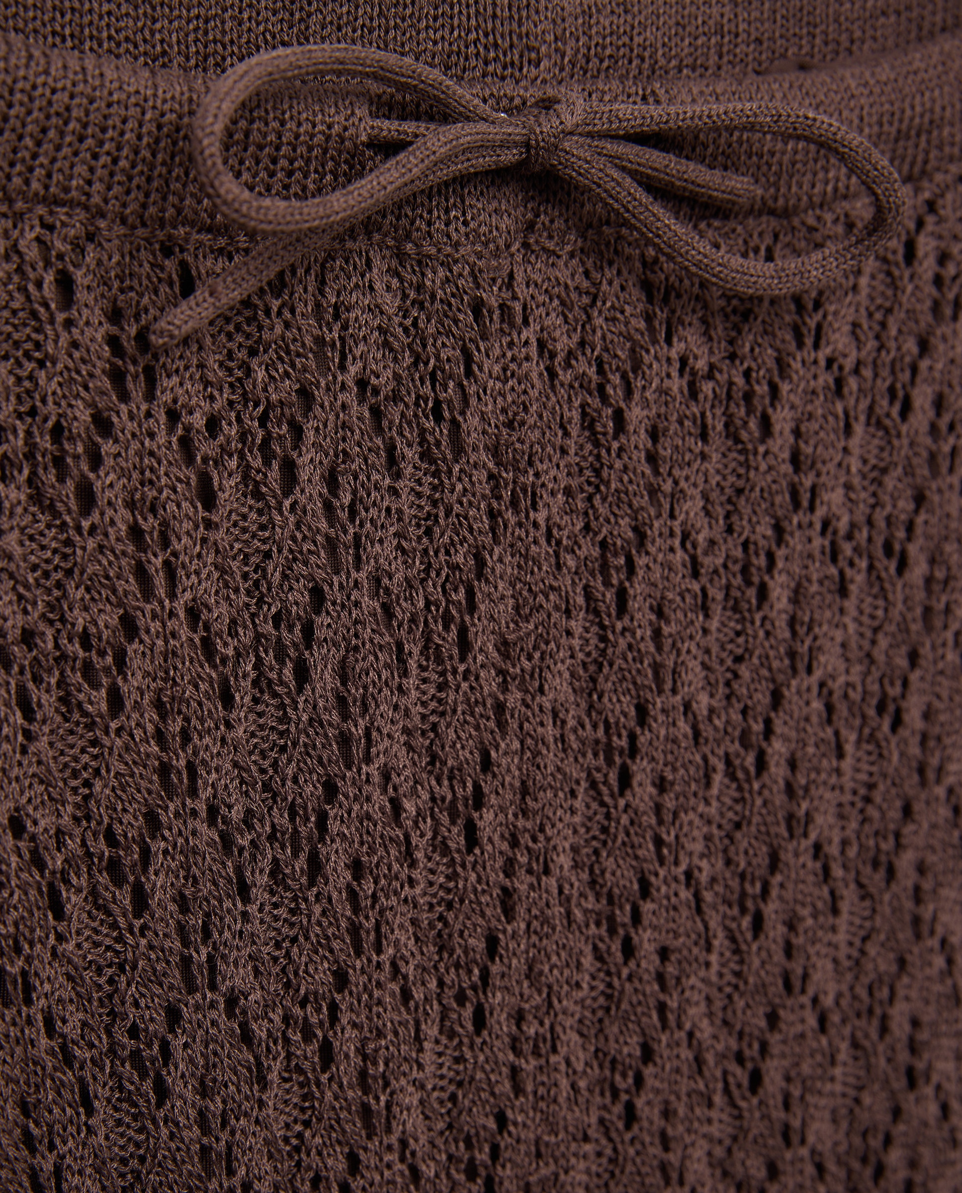 Calças de Malha Crochet Castanho-5