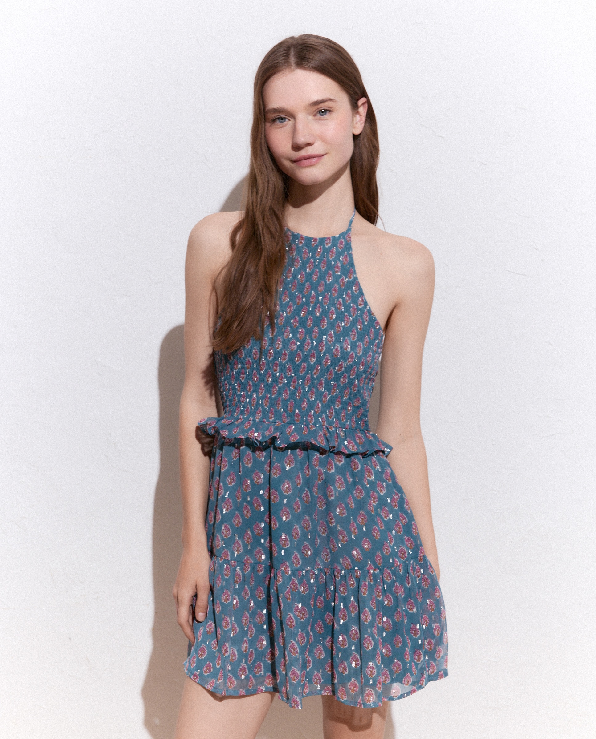 Imagem 0 de Vestido Curto em Chiffon com Estampado