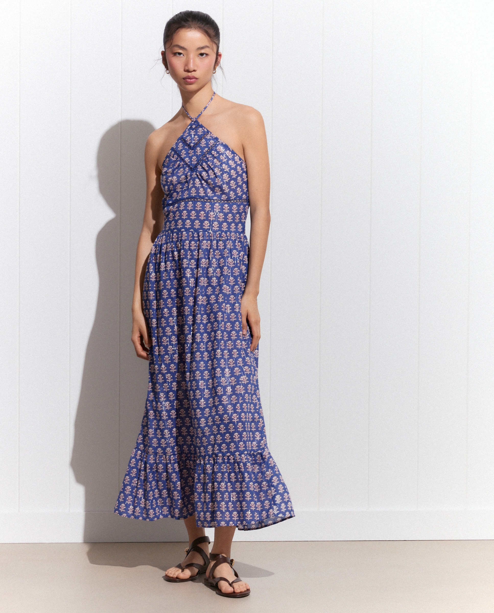 Imagem 0 de Vestido Comprido Halter com Estampado