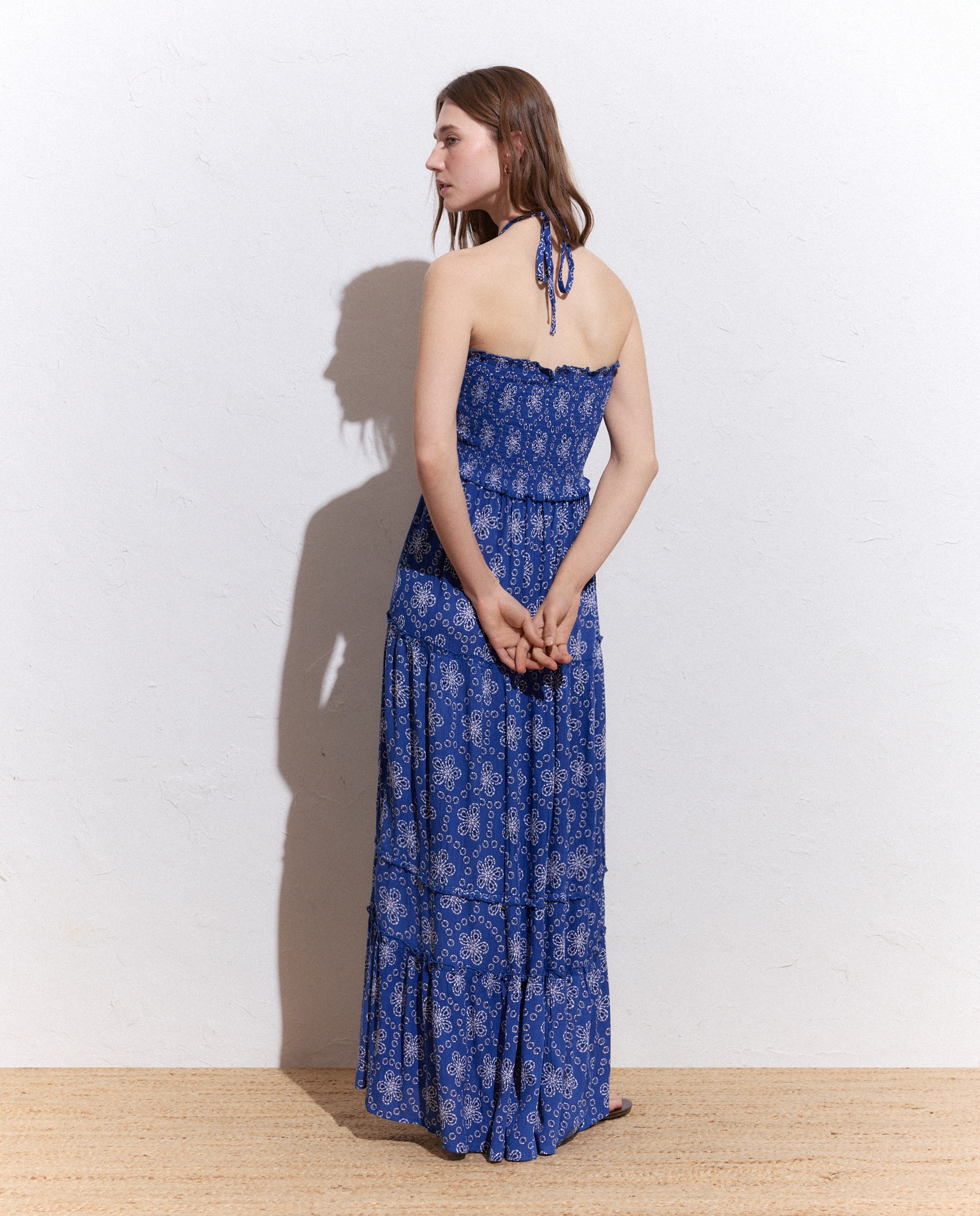 Vestido l com Elásticos e Estampado Floral Tie Dye 490 Petróleo-3
