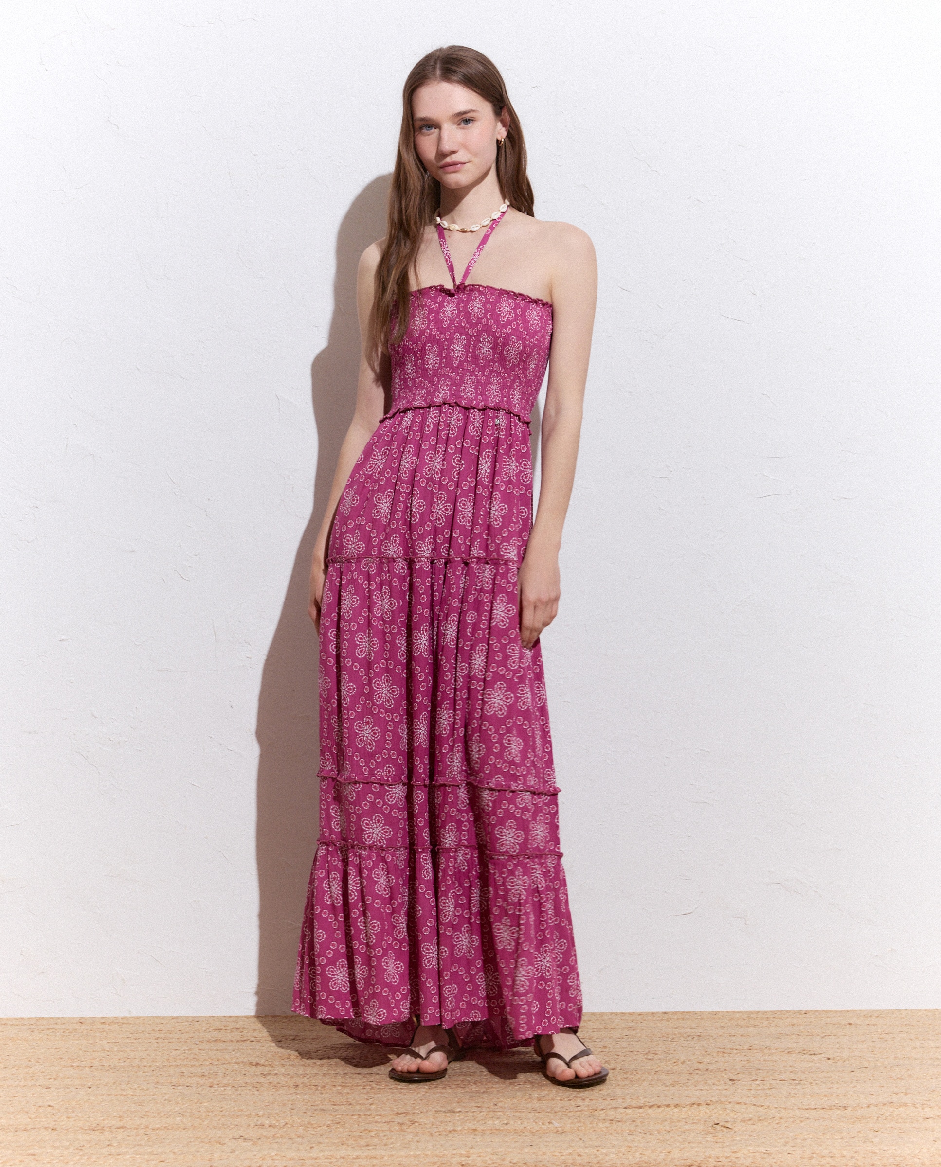 Imagem 0 de Vestido l com Elásticos e Estampado Floral Tie Dye