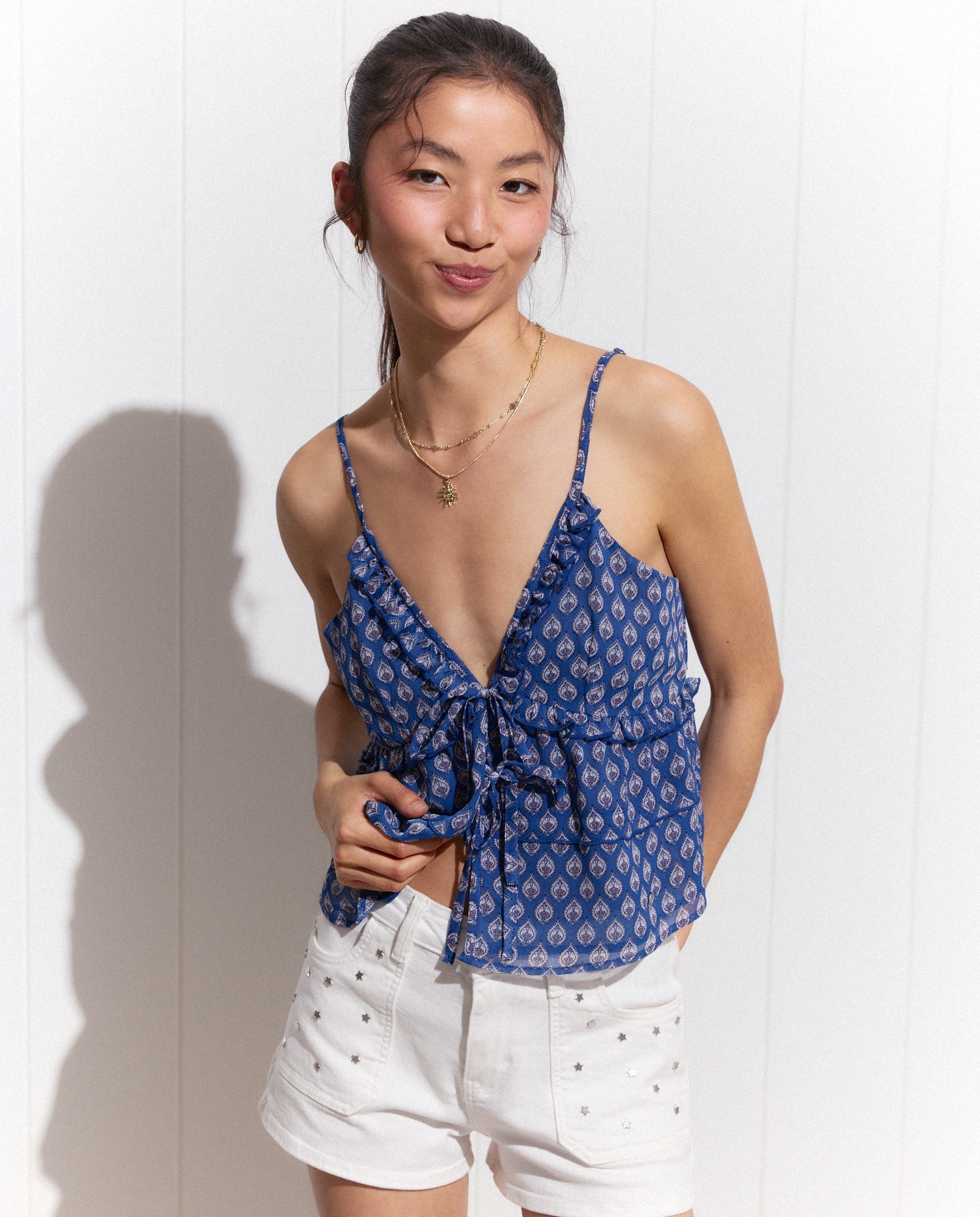 Imagem 0 de Top de Chiffon com Laços e Estampado