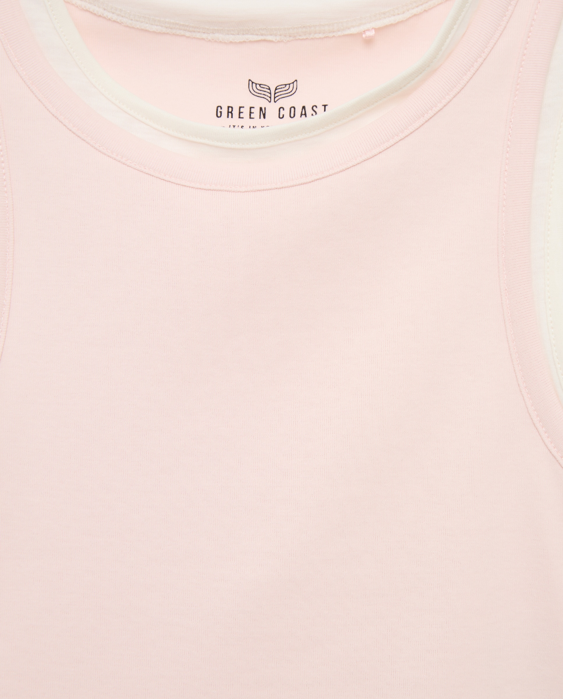 T-shirt Tipo Top sem Mangas com Efeito Duplo 260 Salmão-5