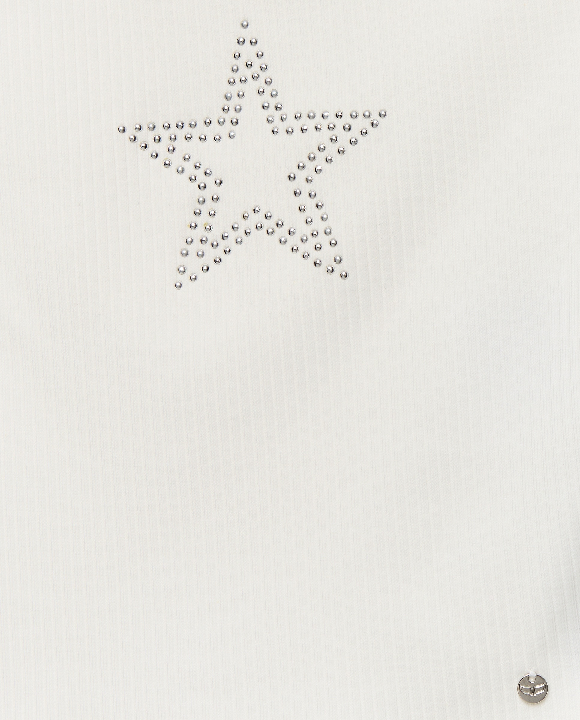 T-shirt Assimétrica com Detalhe de Estrela Branco-marfim-5