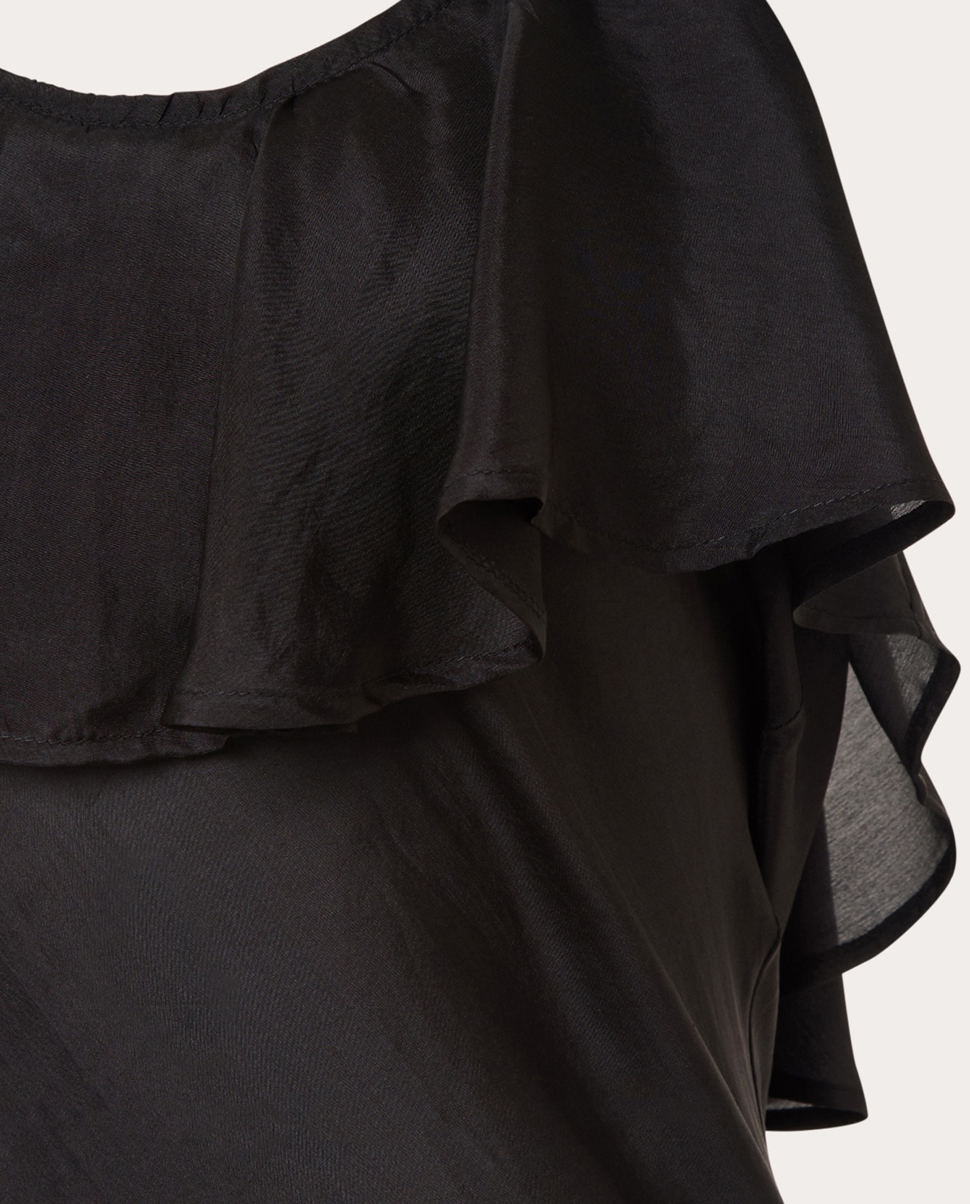 Vestido Comprido Flora de Seda Preto-3
