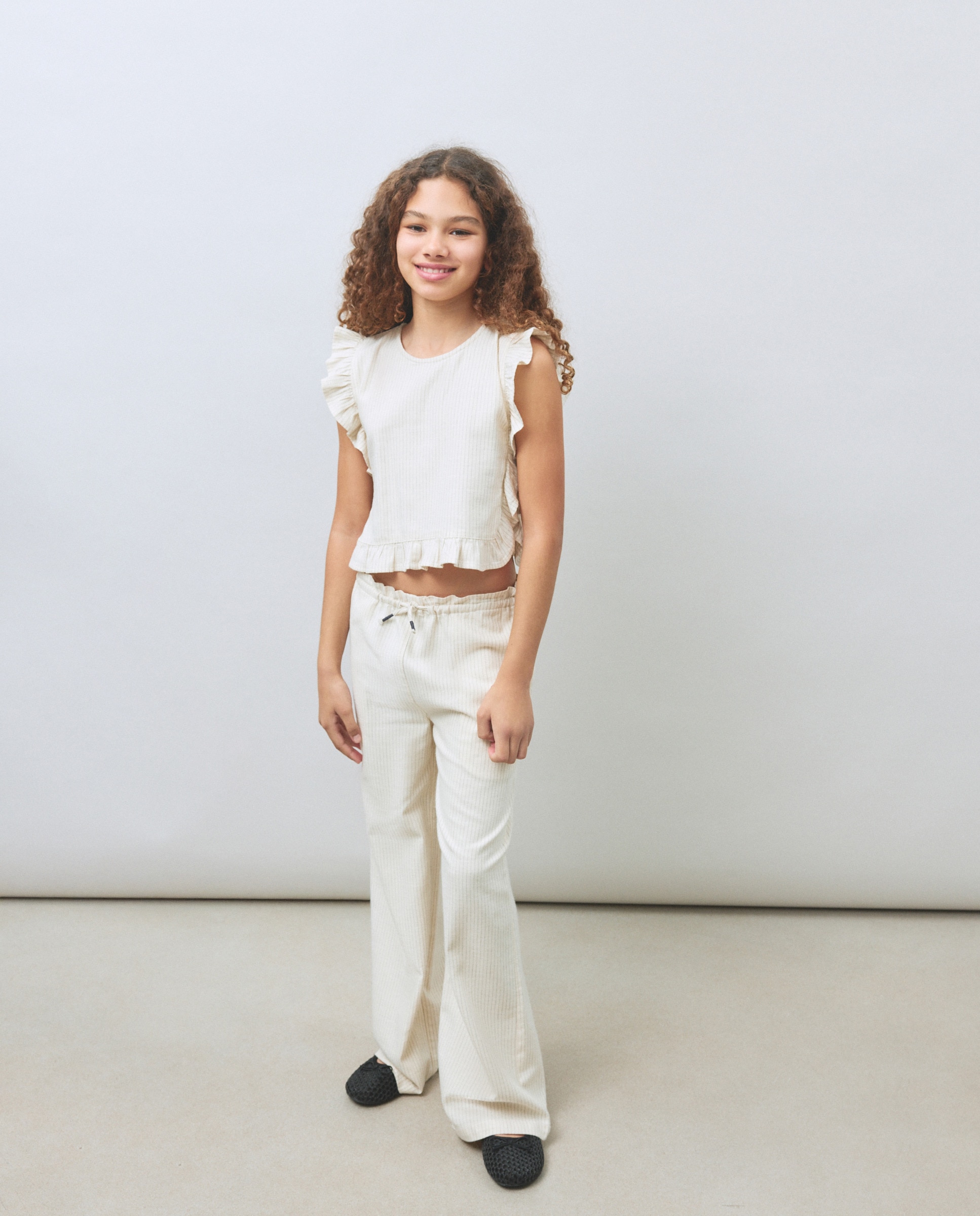 Blusa sem Mangas e com Folho Kids El Corte Inglés Branco-2
