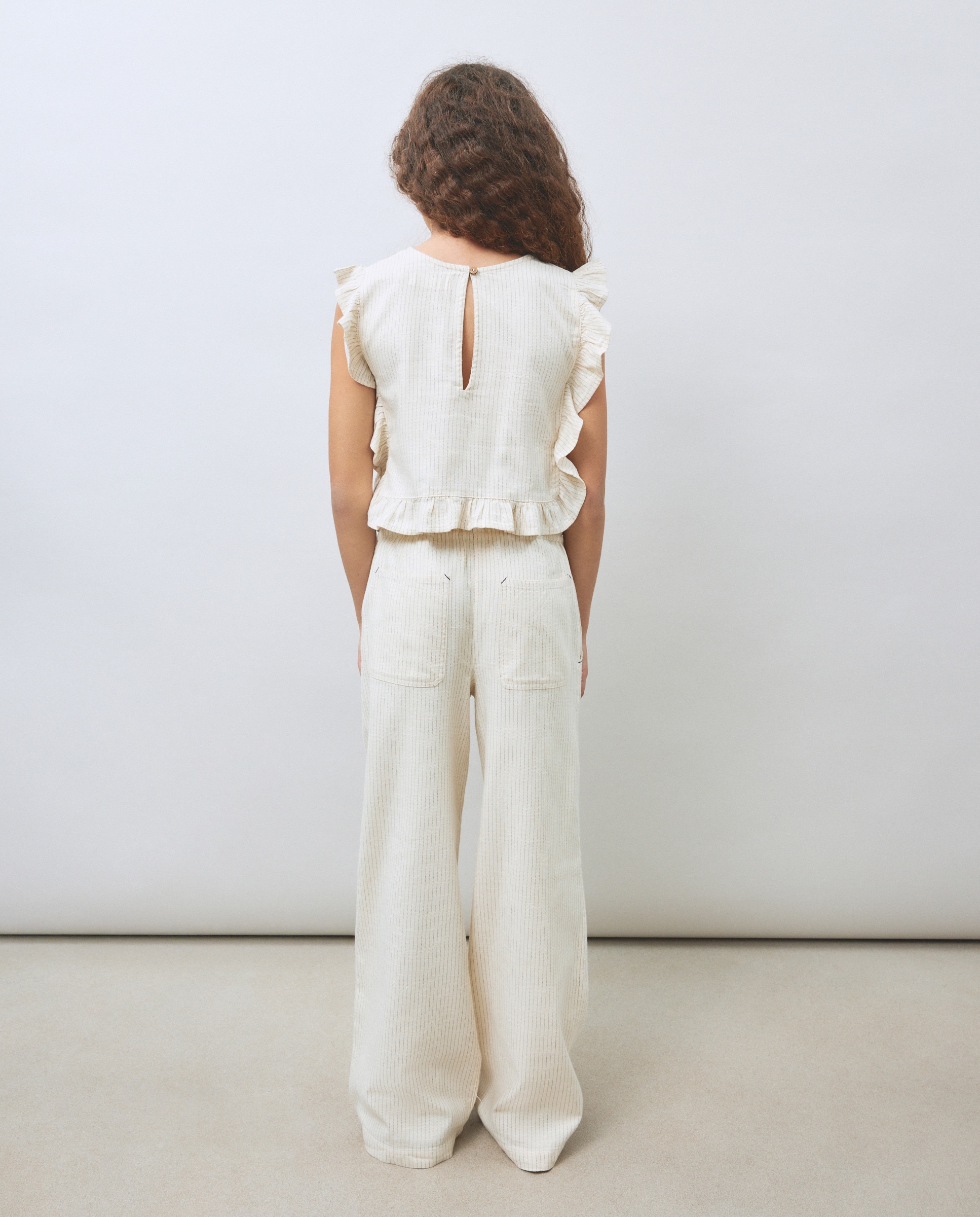 Blusa sem Mangas e com Folho Kids El Corte Inglés Branco-3