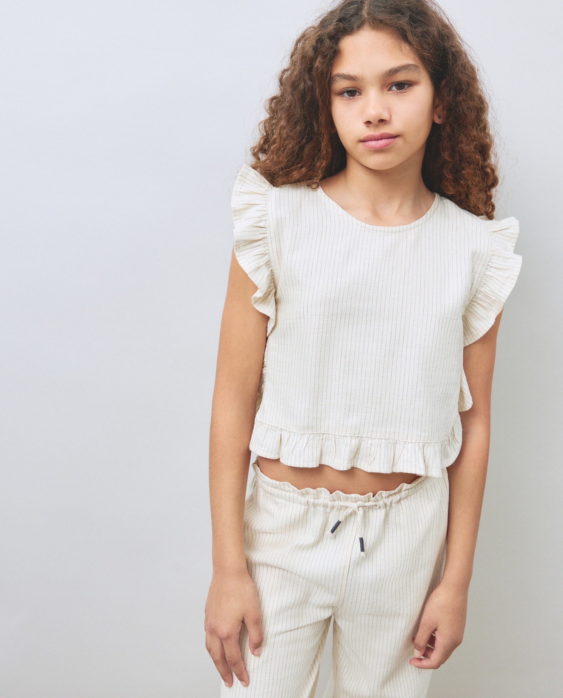 Blusa sem Mangas e com Folho Kids El Corte Inglés Branco-1