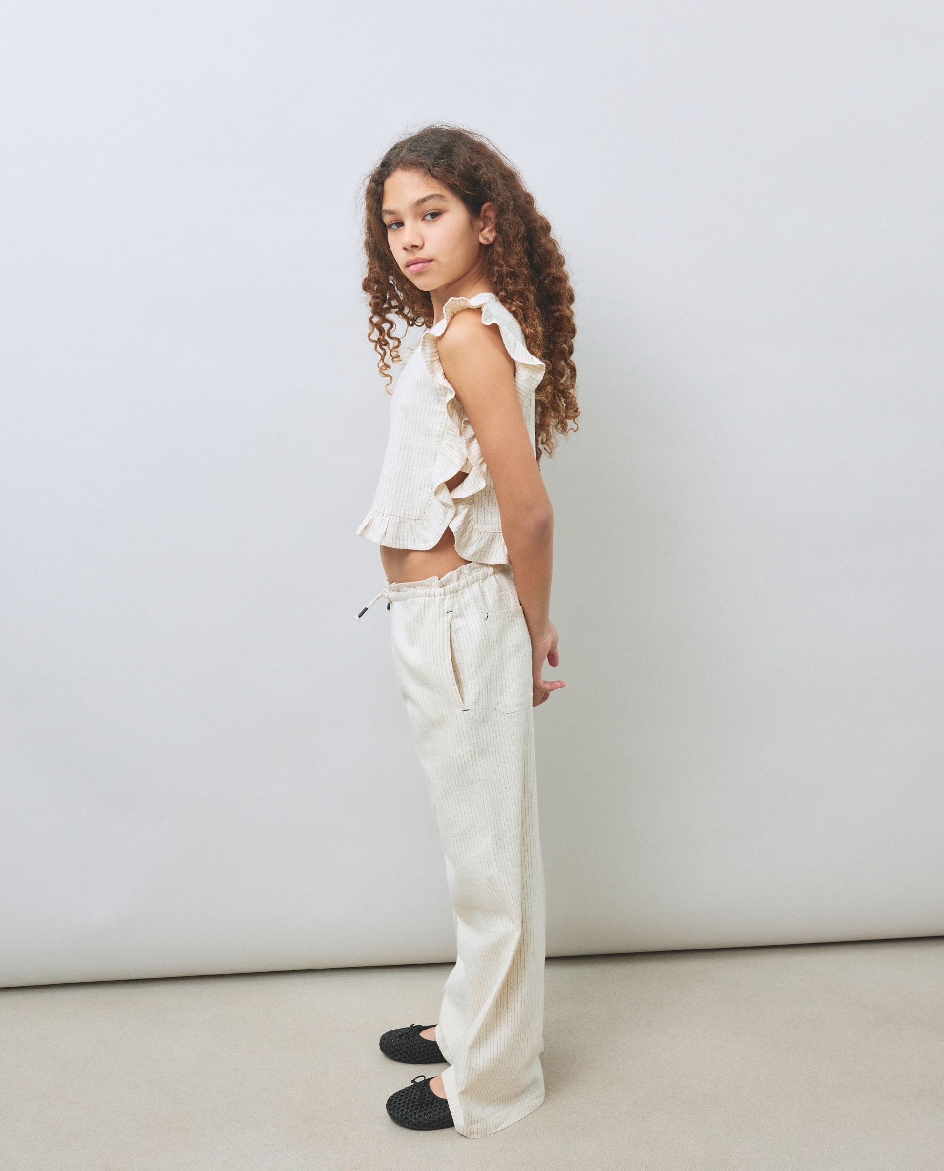Blusa sem Mangas e com Folho Kids El Corte Inglés Branco-4