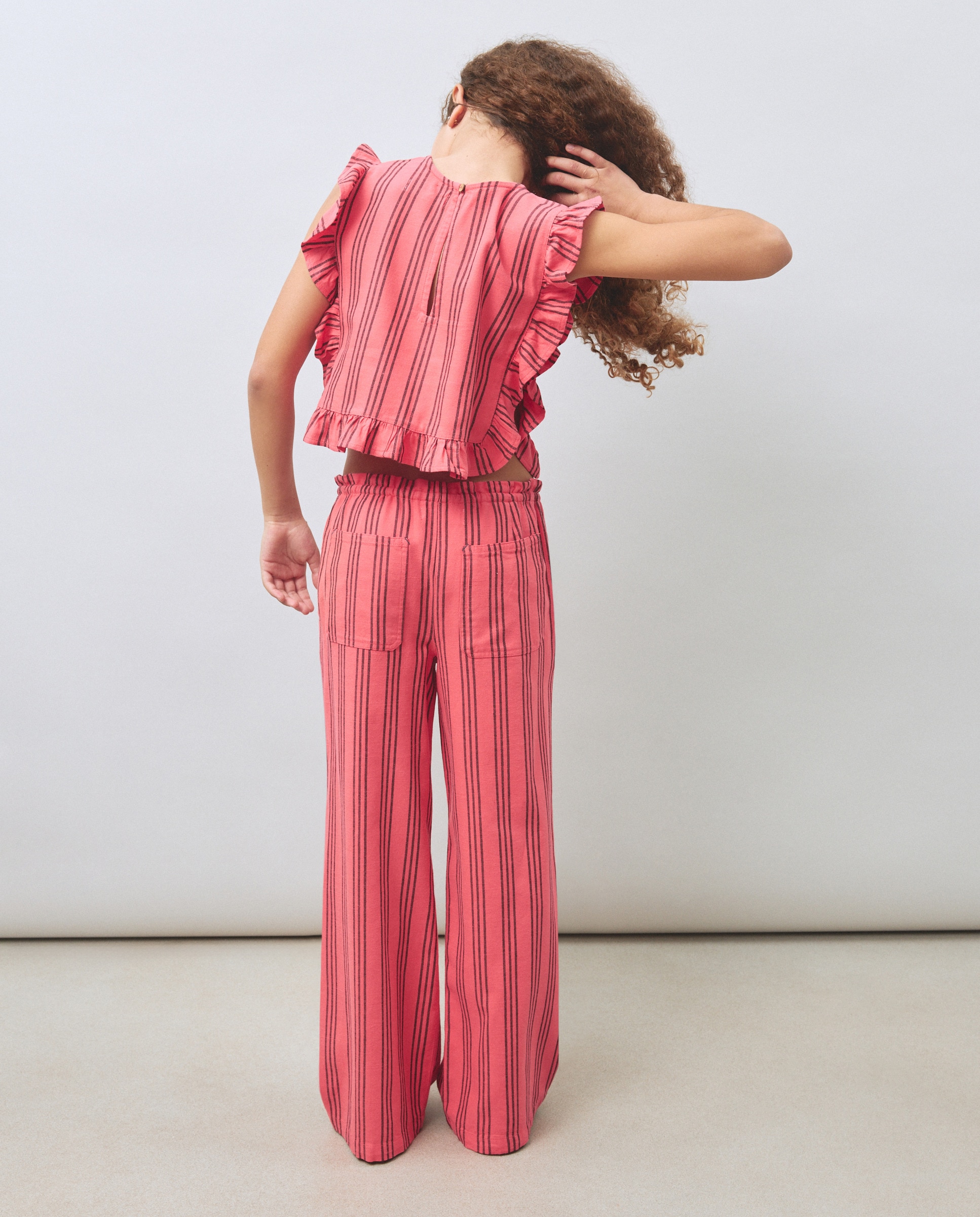 Blusa sem Mangas e com Folho Kids El Corte Inglés Rosa-3