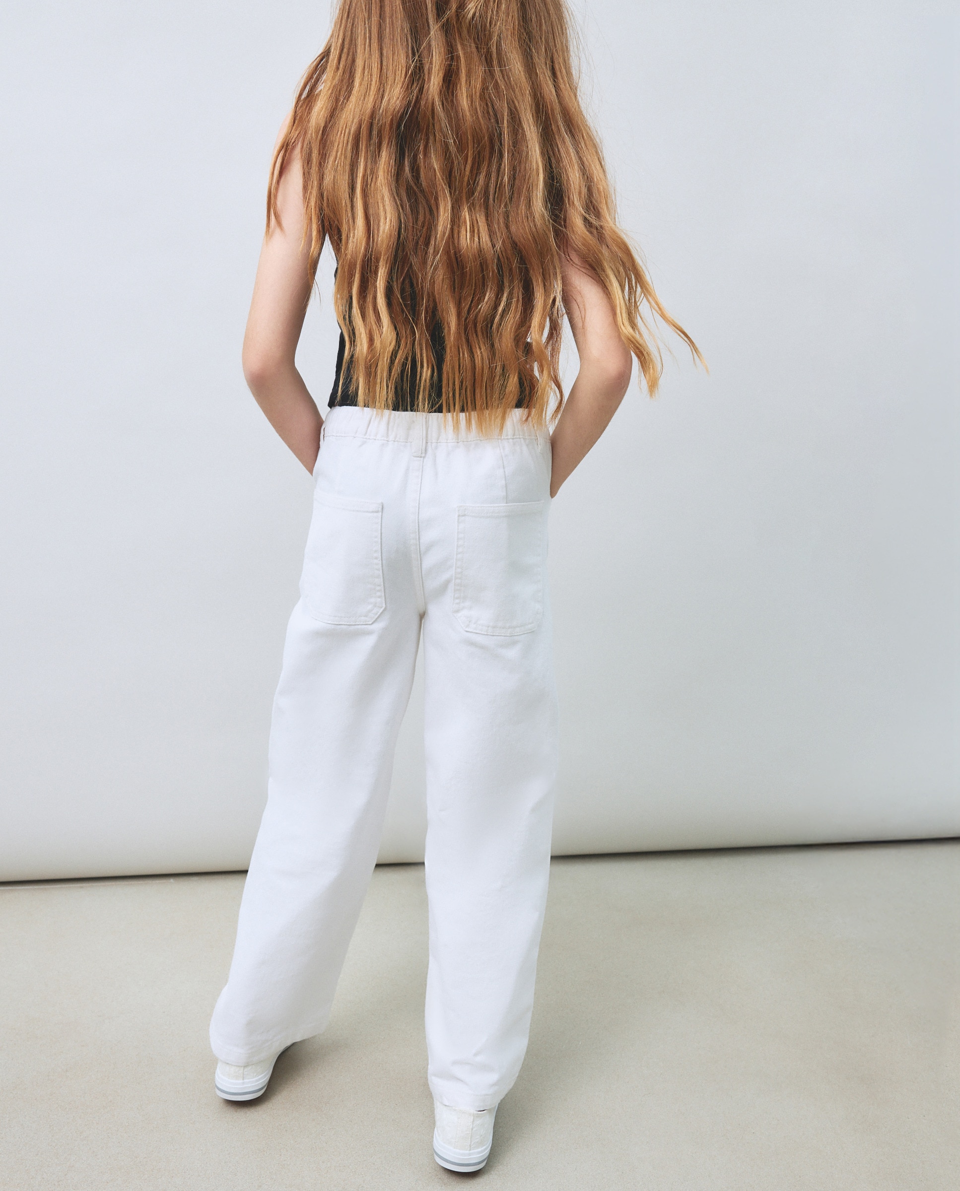 Calças de Sarja Coloridas Wide Leg Kids El Corte Inglés Branco-marfim-5