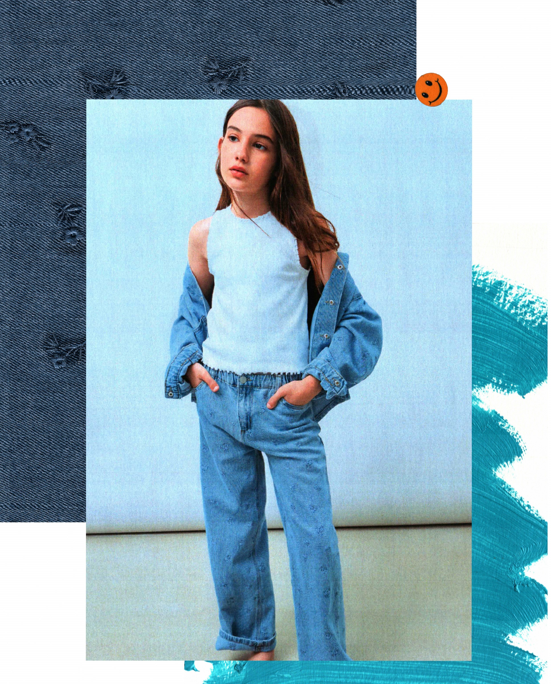 Imagem 0 de Jeans Wide Leg com Fantasia e Bordado Tone to Tone