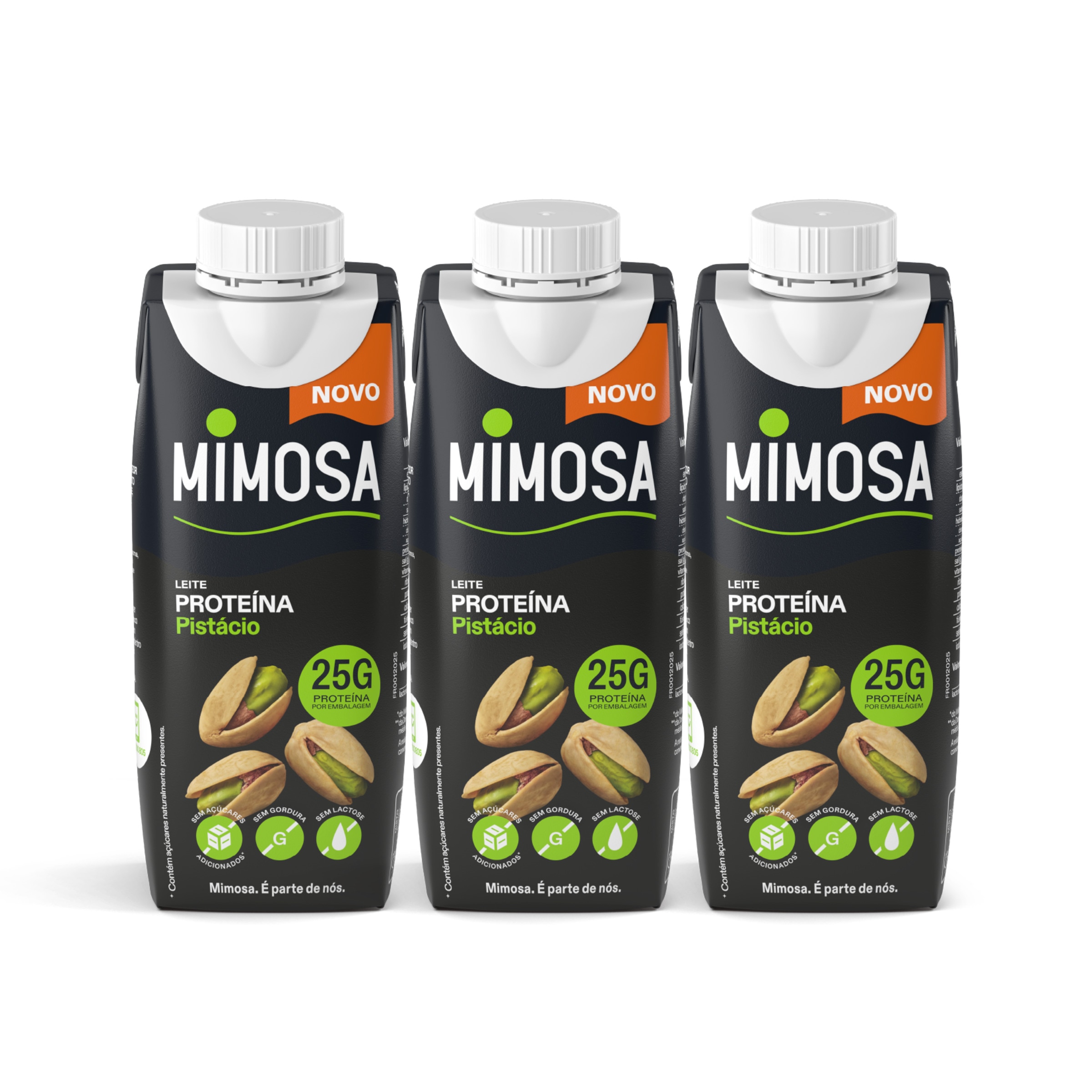Leite UHT Pistacho + Proteína Pack 3 unidades embalagem 250 ml