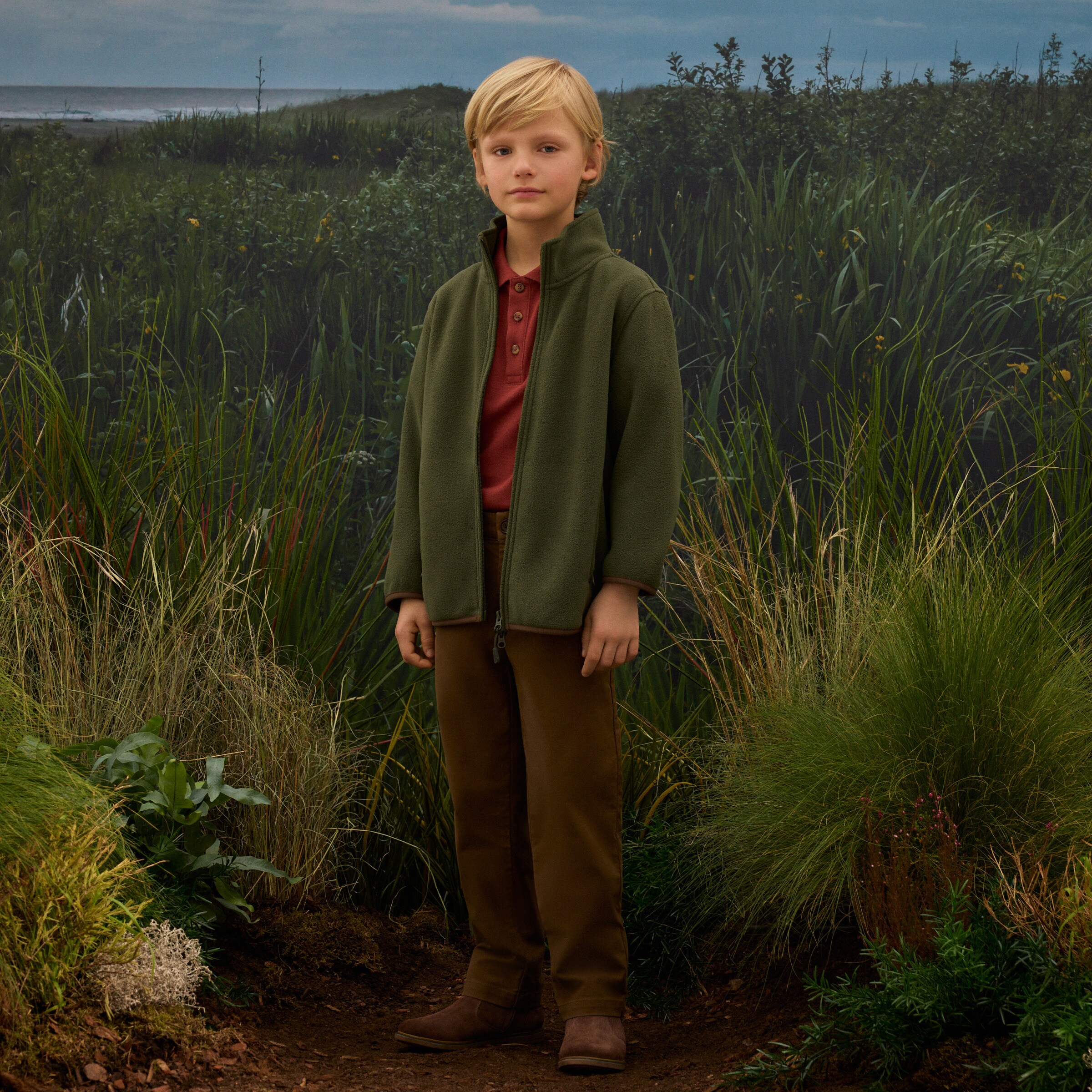 Blusão Básico de Menino com Forro Polar Castanho-2