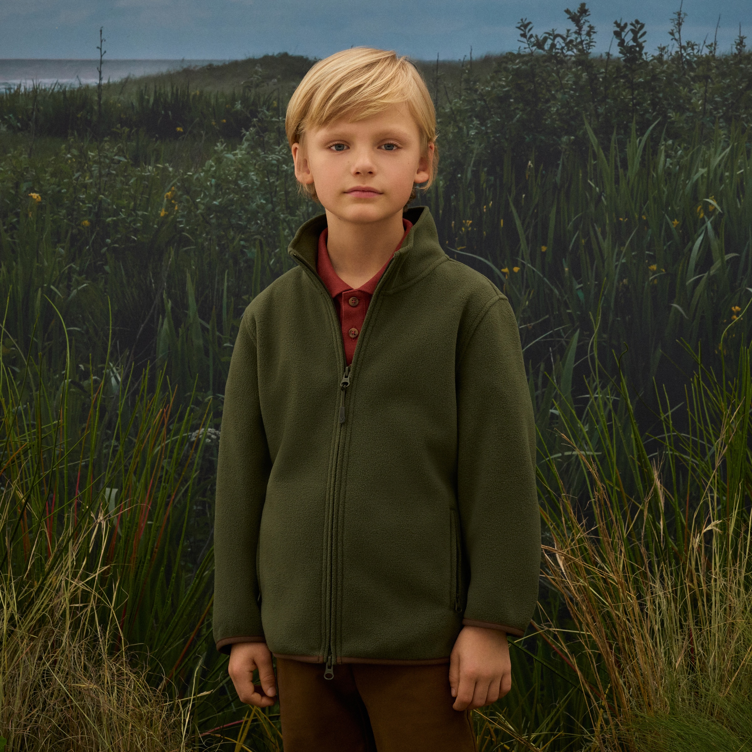 Blusão Básico de Menino com Forro Polar Castanho-1