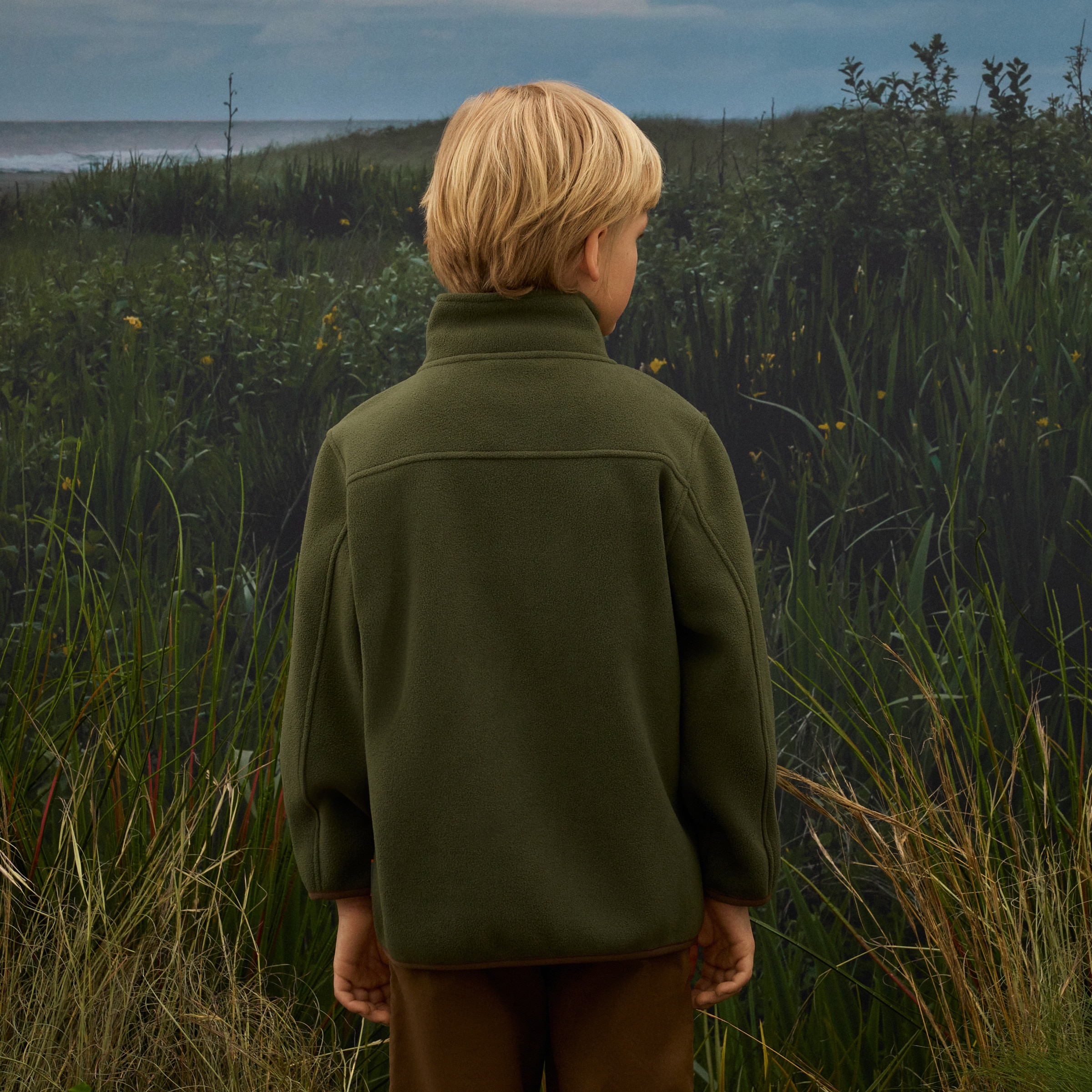 Blusão Básico de Menino com Forro Polar Castanho-3